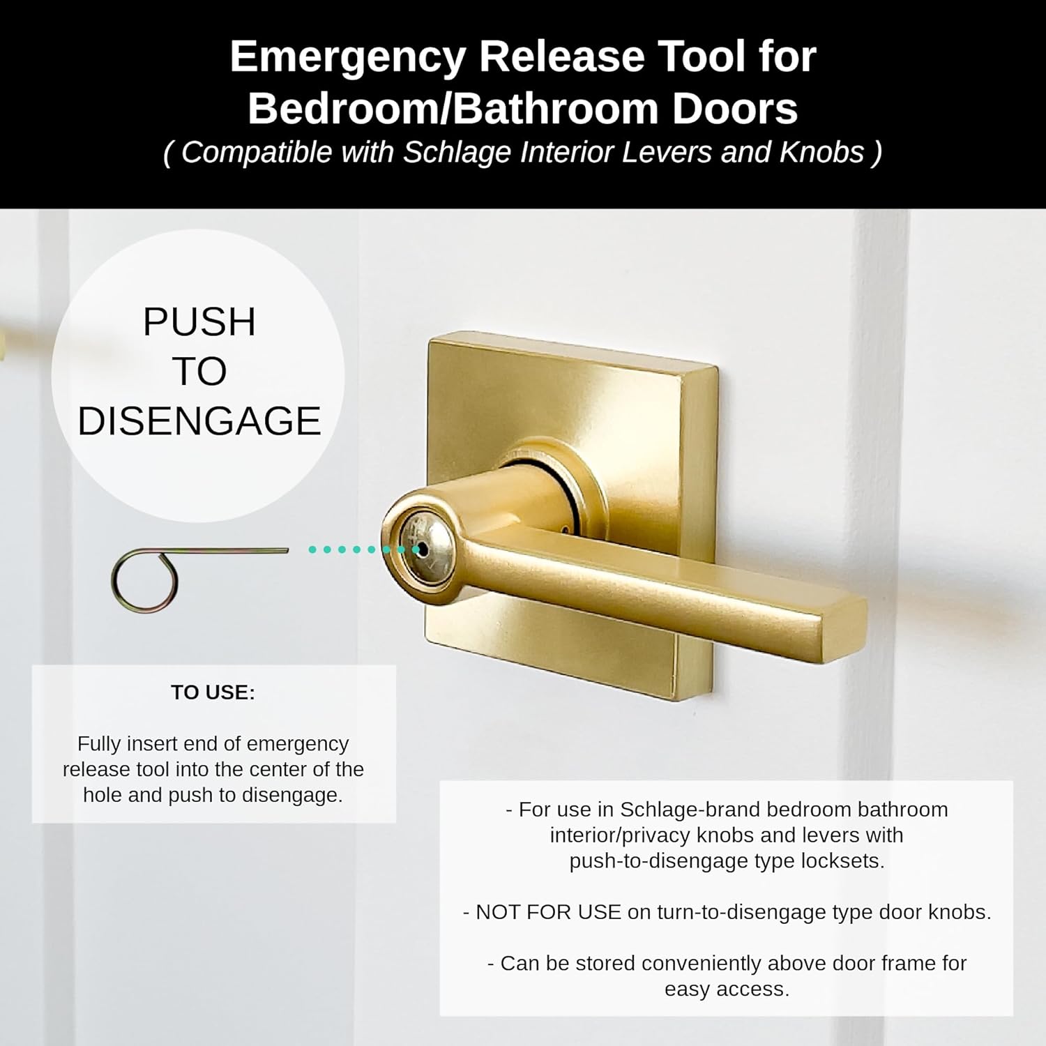 Schlage M504-271 Interior Bedroom Bathroom Emergency Door Lock Key Pin 10 Pack - Image 2