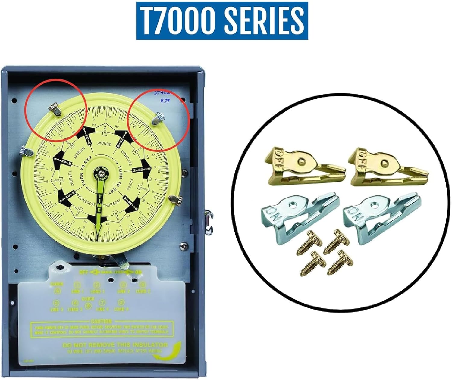 156T1978A Time Switch Tripper Kit for Intermatic T100 T7000 WH40 Series Timers, Includes 8 Metal Trippers (4 Silver ON / 4 Gold Off) and Set Screws - Image 3