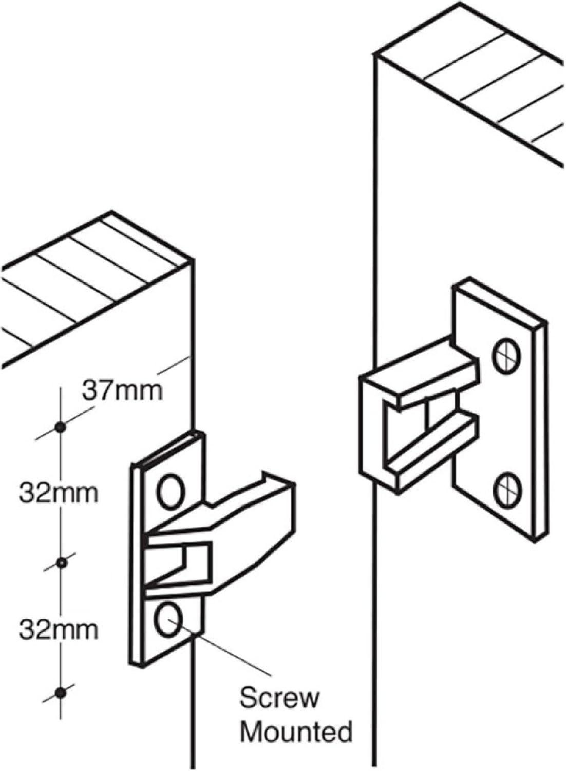 Hafele Keku Push-On Fitting Set - Bracket Connectors for False Front Panels, Cabinet Drawers, & Furniture (Screws Not Included) - Image 4