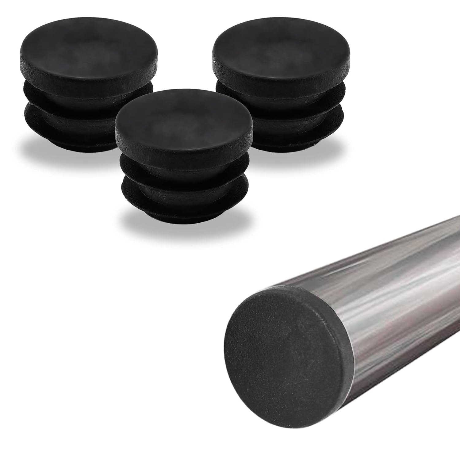 Biaungdo 12 Pcs 3/4 inch Round Plastic Hole Plug, Black Tubing End Cap Table Chair Legs Tubing Glide End Insert Plug Cap Cover(19mm) - Image 1