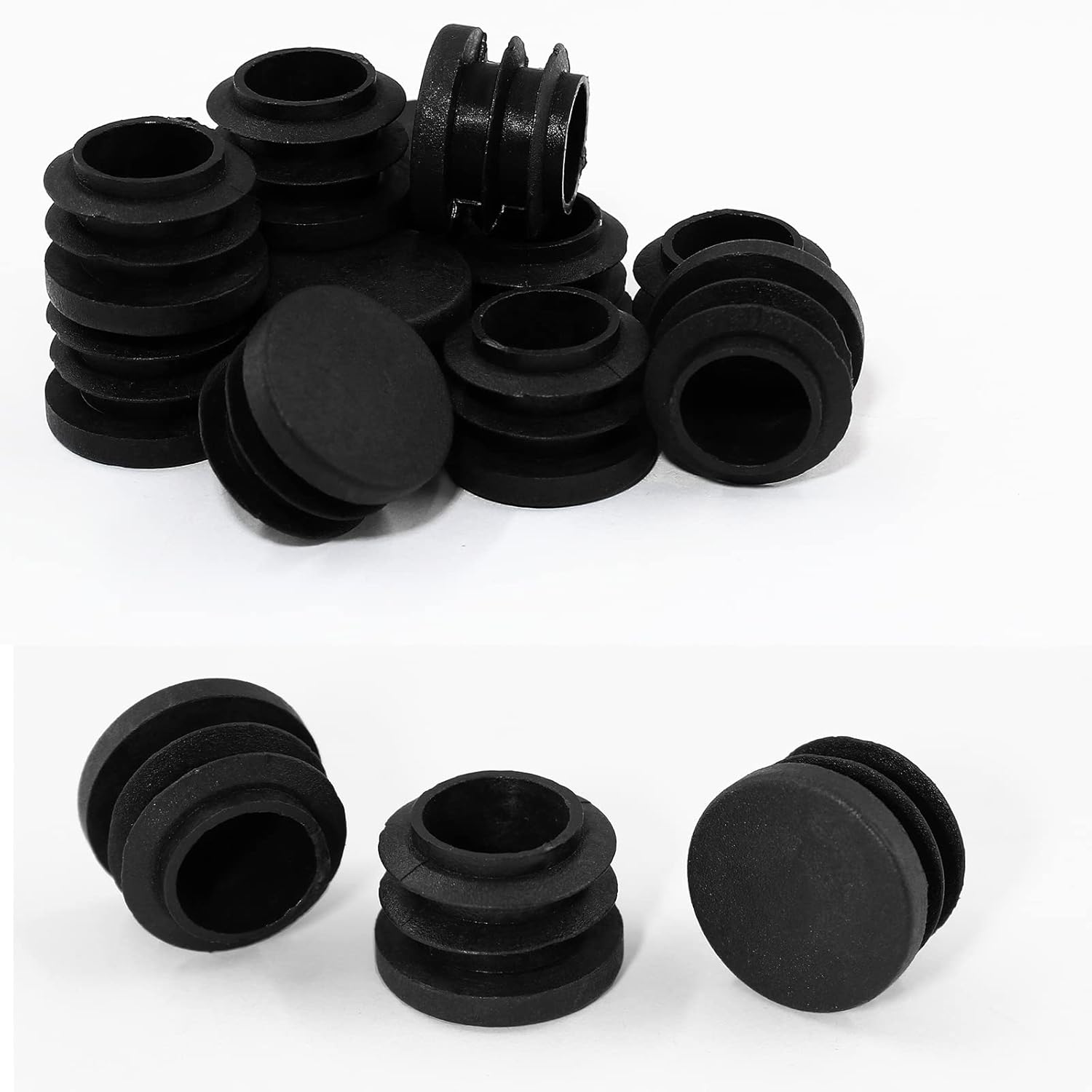Biaungdo 12 Pcs 3/4 inch Round Plastic Hole Plug, Black Tubing End Cap Table Chair Legs Tubing Glide End Insert Plug Cap Cover(19mm) - Image 6