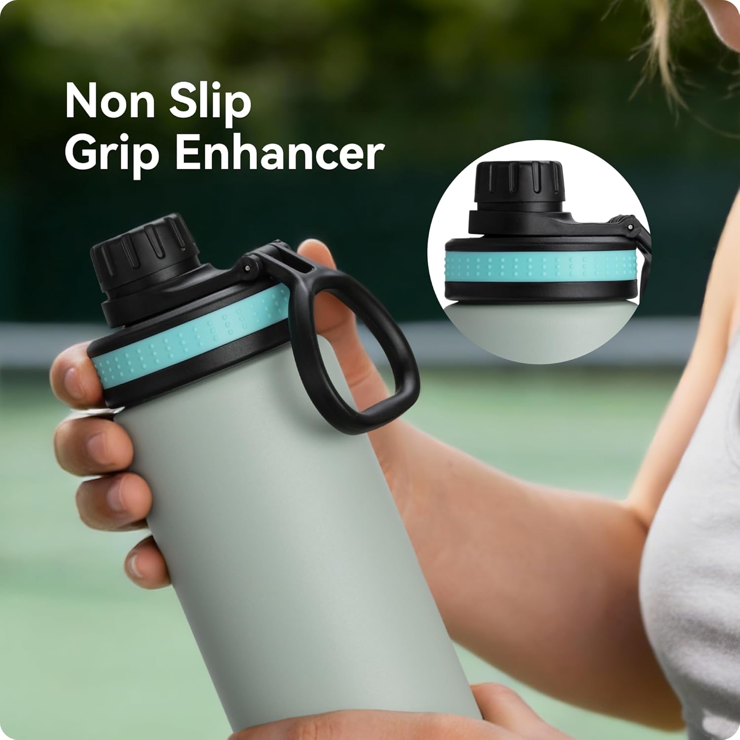 6 Pack Rubber Lid Grip Bands Three Finger Spout Lid, Non-Slip & Multicolor Grip Strap, Fits for Wide Mouth Water Bottle Lid with Detachable Band - Image 2