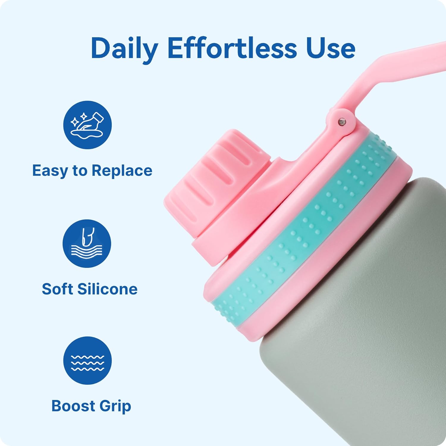 6 Pack Rubber Lid Grip Bands Three Finger Spout Lid, Non-Slip & Multicolor Grip Strap, Fits for Wide Mouth Water Bottle Lid with Detachable Band - Image 7