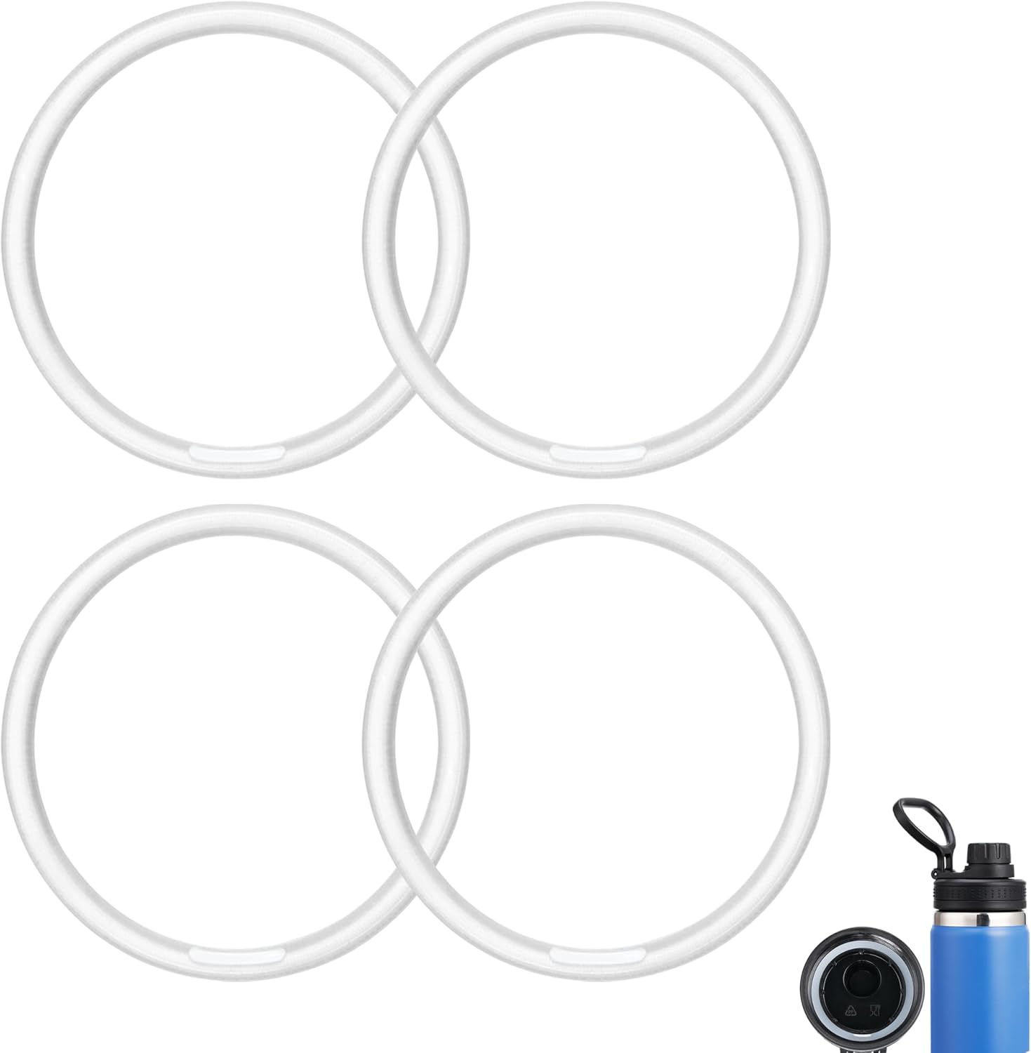 Gasket Replacement Three Finger Water Bottle Spout Lid ONLY, 4 Pack Silicone Sealing O Rings, Leak Proof & Precise Fit - Image 1