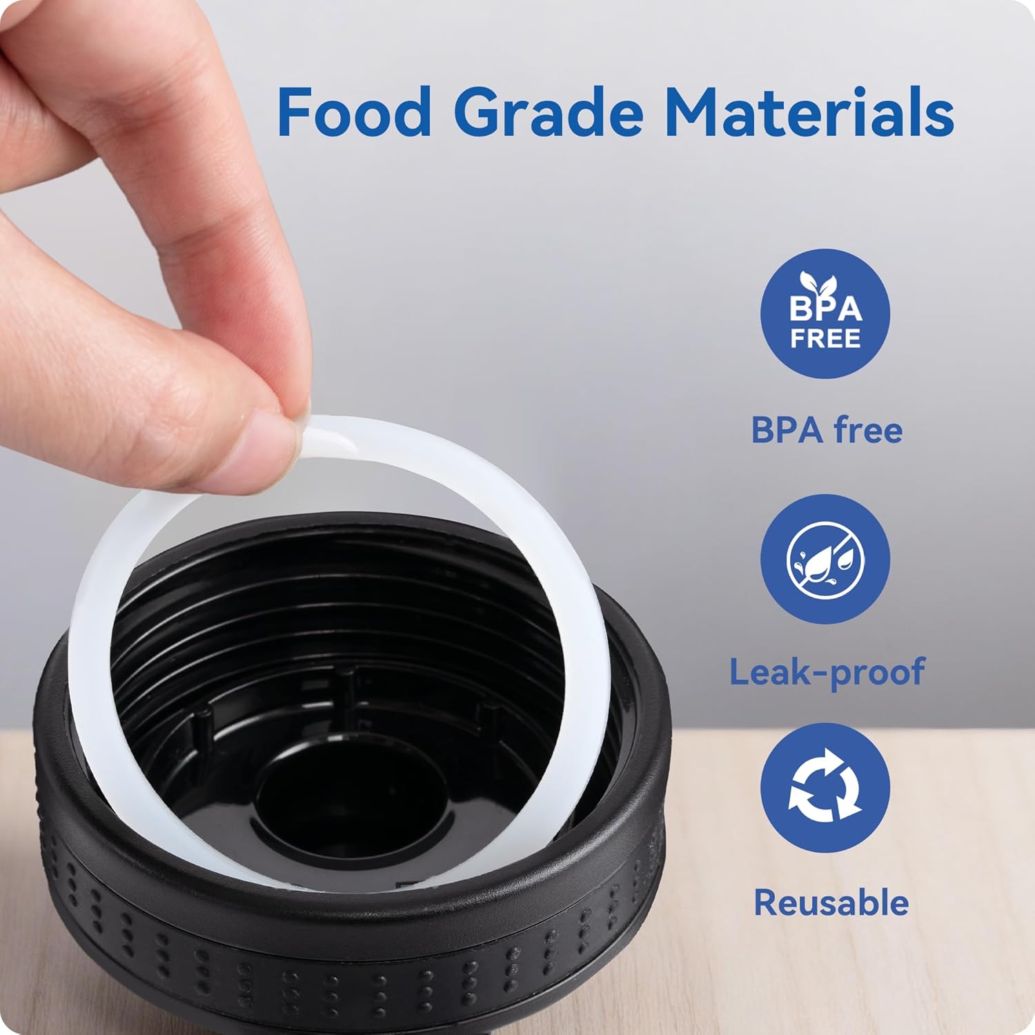 Gasket Replacement Three Finger Water Bottle Spout Lid ONLY, 4 Pack Silicone Sealing O Rings, Leak Proof & Precise Fit - Image 5