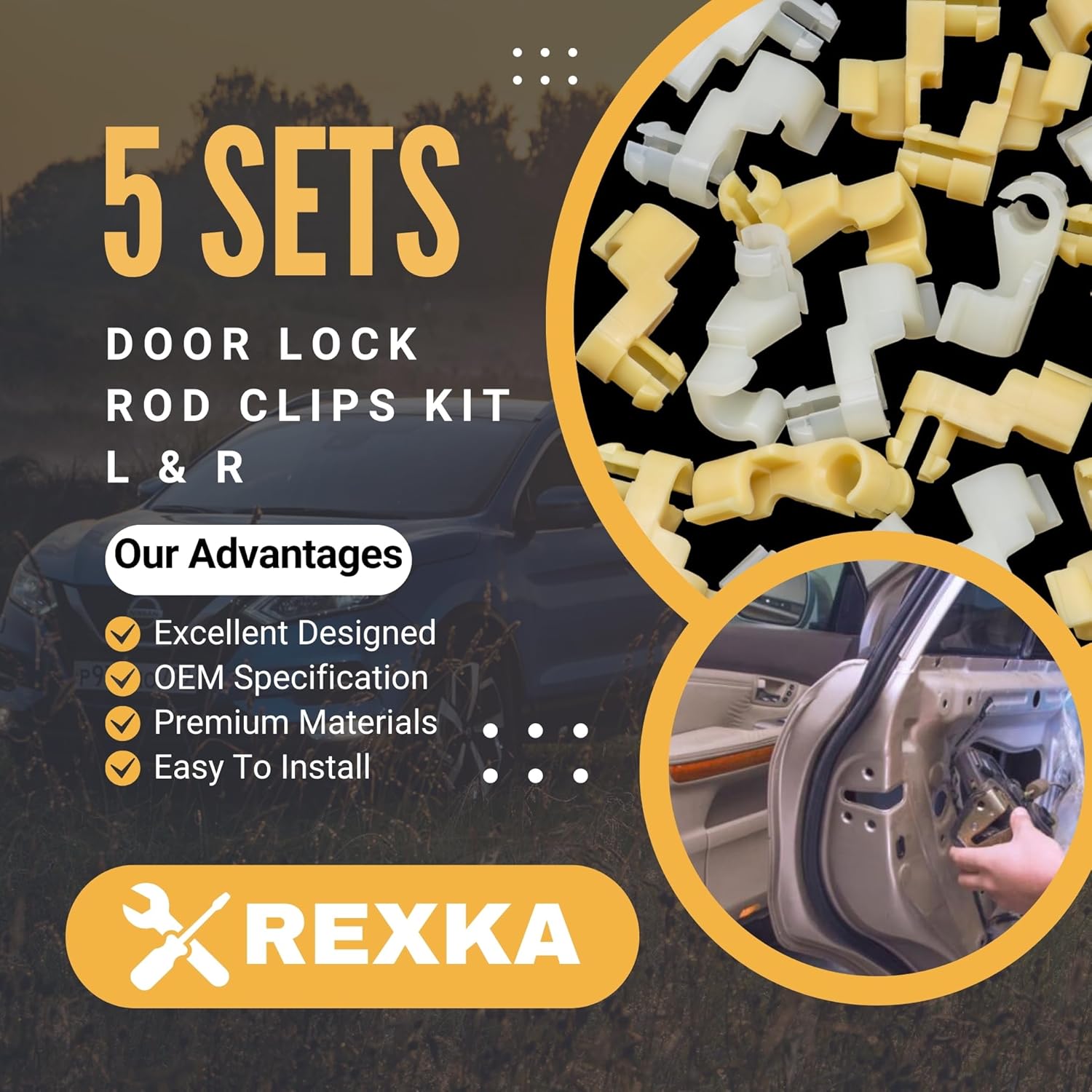 Rexka 5 Sets Tailgate Handle Door Lock Rod Clips Tailgate Handle Rod Clip Replacement for Toyota Tundra Camry Corolla Echo Highlander 69293-12030 69293-12040 - Image 2