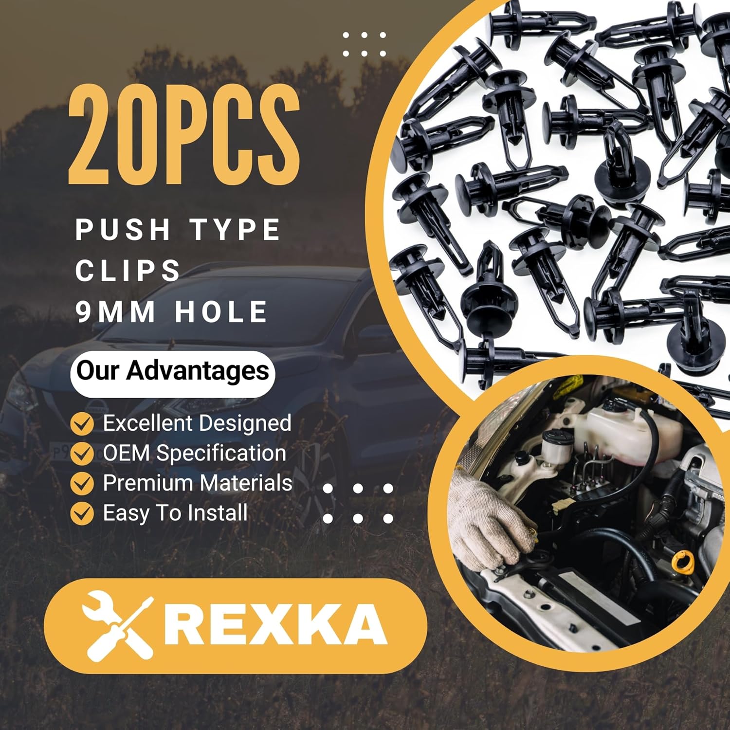 Rexka 20pcs Fender Liner Bumper Cover Grille Retainer Clips Compatible with Toyota Lexus 52161-16010 52161-02020 - Image 2