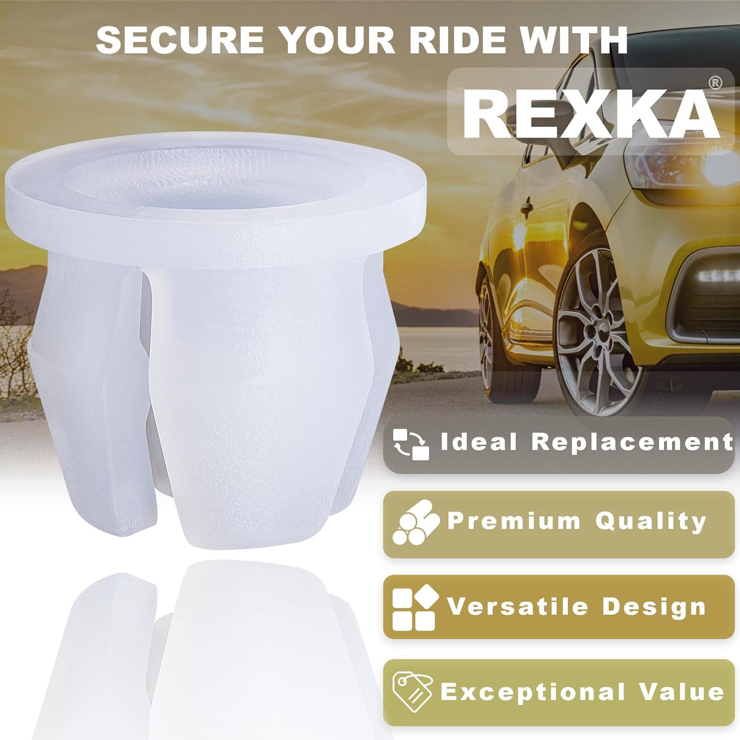 Rexka 10pcs Headlamp Assembly Grommet Retainer Clip Nut N811169S Compatible with Ford Toyota 90189-06111 4Runner, Land Cruiser, Pickup, Tacoma,Tercel, Expedition, Explorer,F150,Ranger, Mustang, Trucks - Image 4