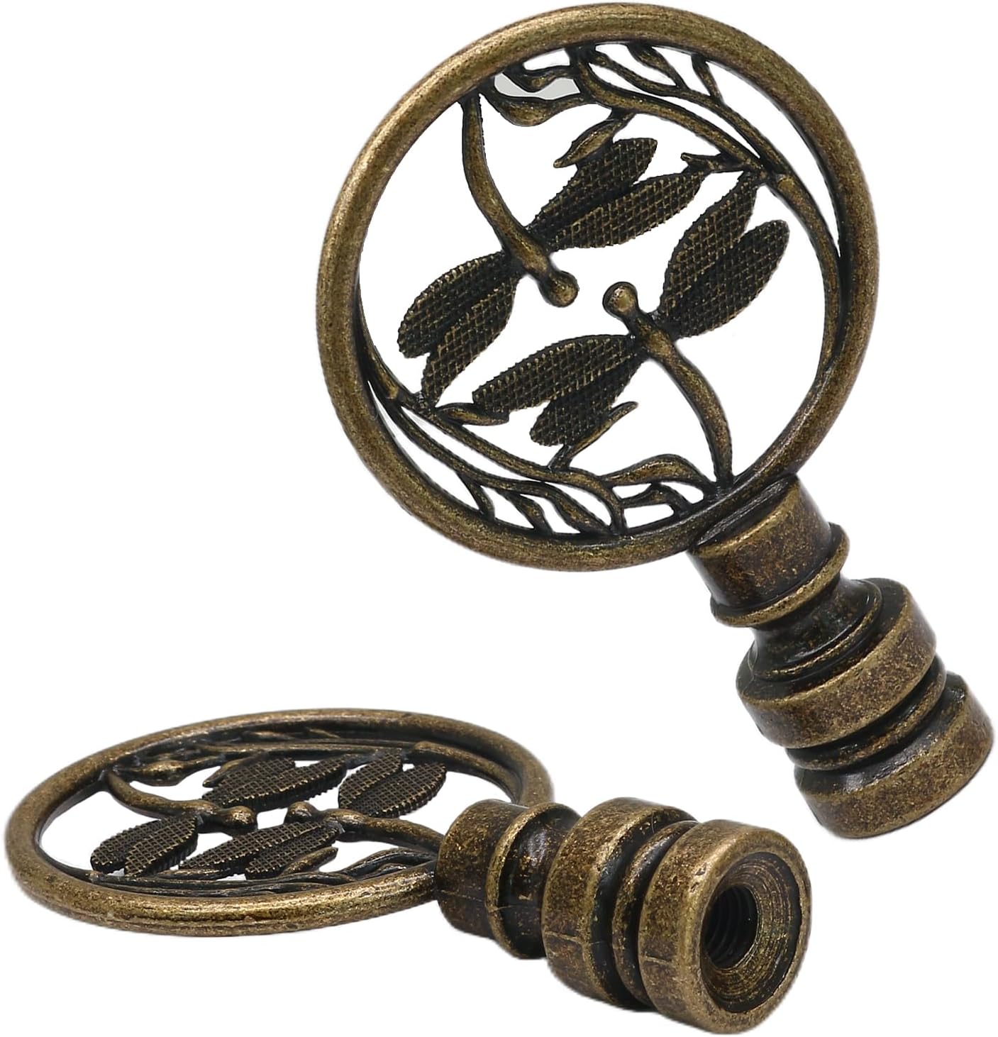Biaungdo 2 Pack Double Dragonflies Lamp Finial, Antique Bronze Decorative Finial for Lamp Shades, Hollowing Out Lamp Finial Cap Knobs for Table Lamp, Floor Lamp, Lamp Decoration - Image 4