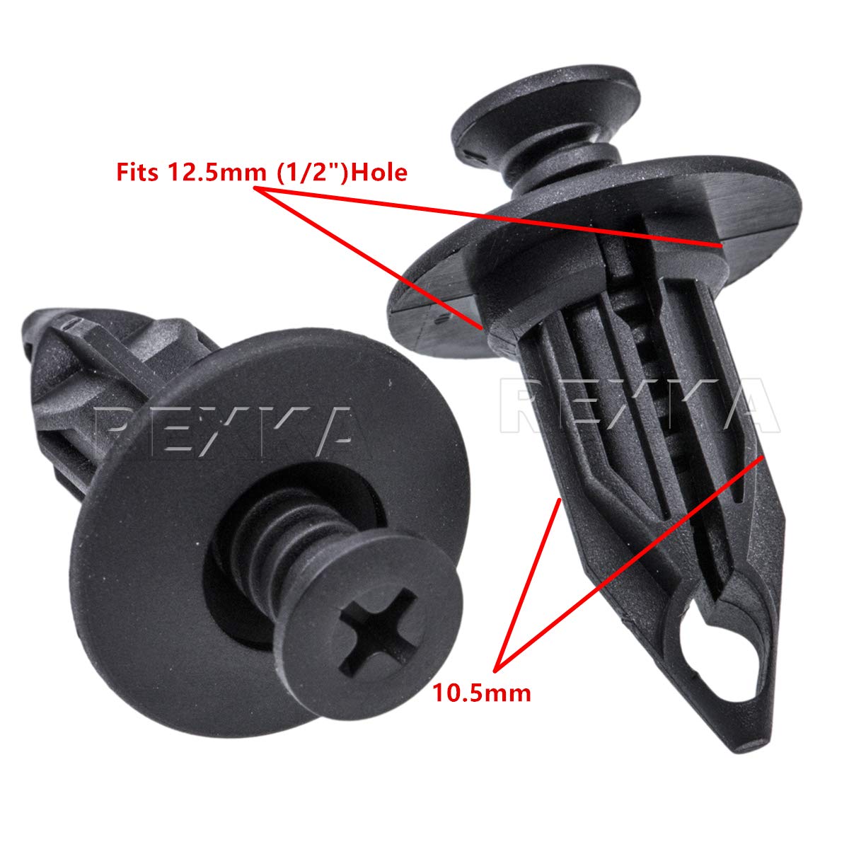 Rexka 10pcs Bumper Cover Retainer Clips 12mm Push Pin Compatible with Chrysler 6502625 07-18 Jeep Wrangler & Wrangler Unlimited JK Dodge Dakota Durango Ram 1500 2500 3500 4500 5500 GM 10140480 - Image 5