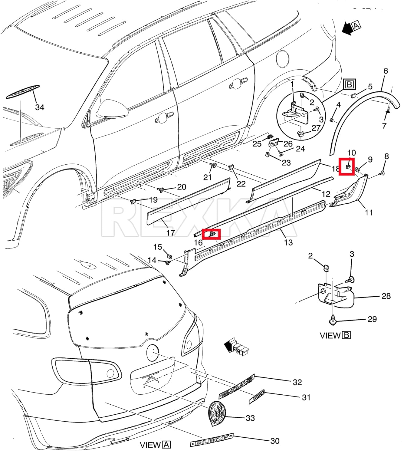 Rexka 20pcs Rocker Wheel Flare Moulding Clips Compatible with Jeep Grand Cherokee Compass Cherokee 68172491AA 68271803AA 68395627AA GM 11571175 19352782 Traverse - Image 6