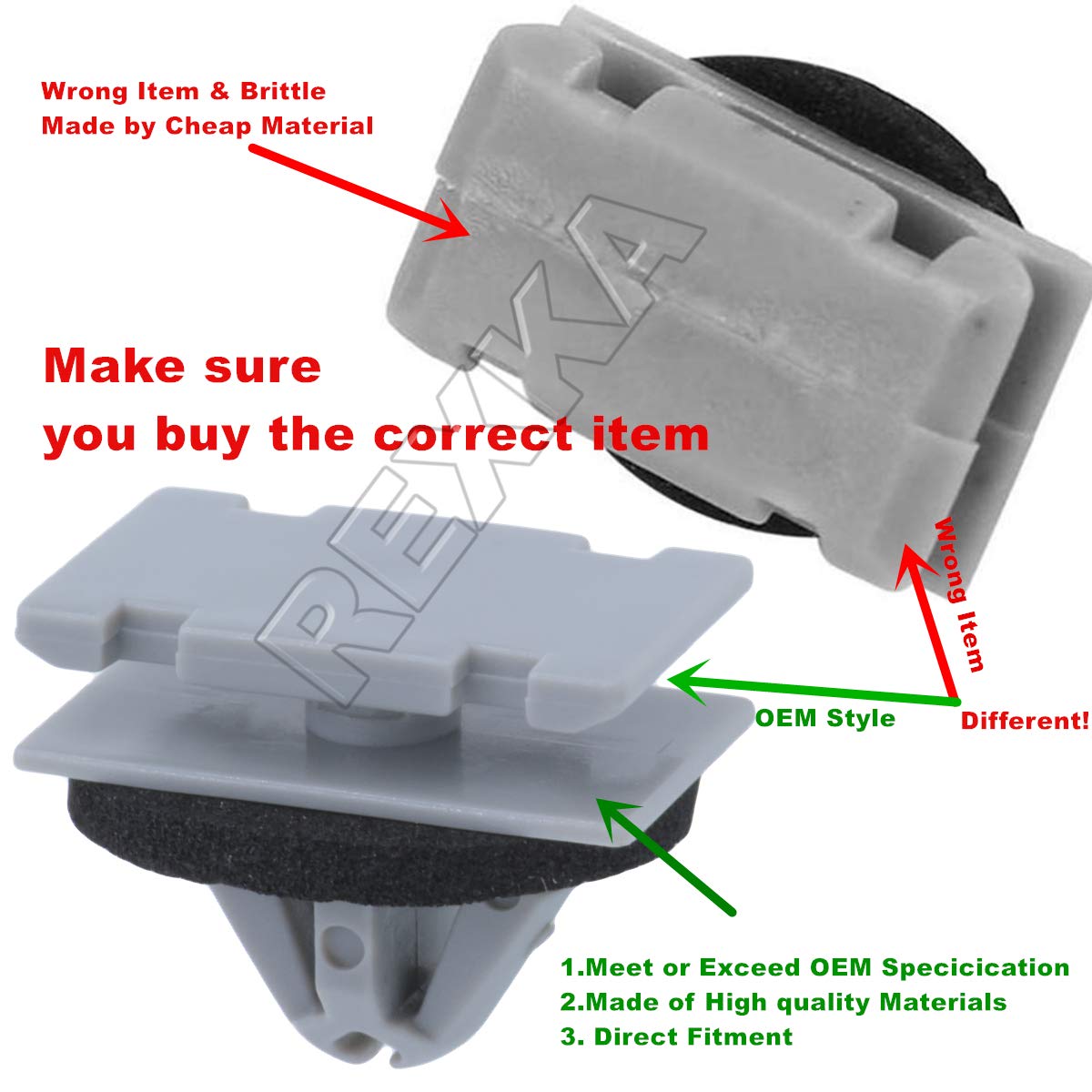 Rexka 20pcs Rocker Wheel Flare Moulding Clips Compatible with Jeep Grand Cherokee Compass Cherokee 68172491AA 68271803AA 68395627AA GM 11571175 19352782 Traverse - Image 7
