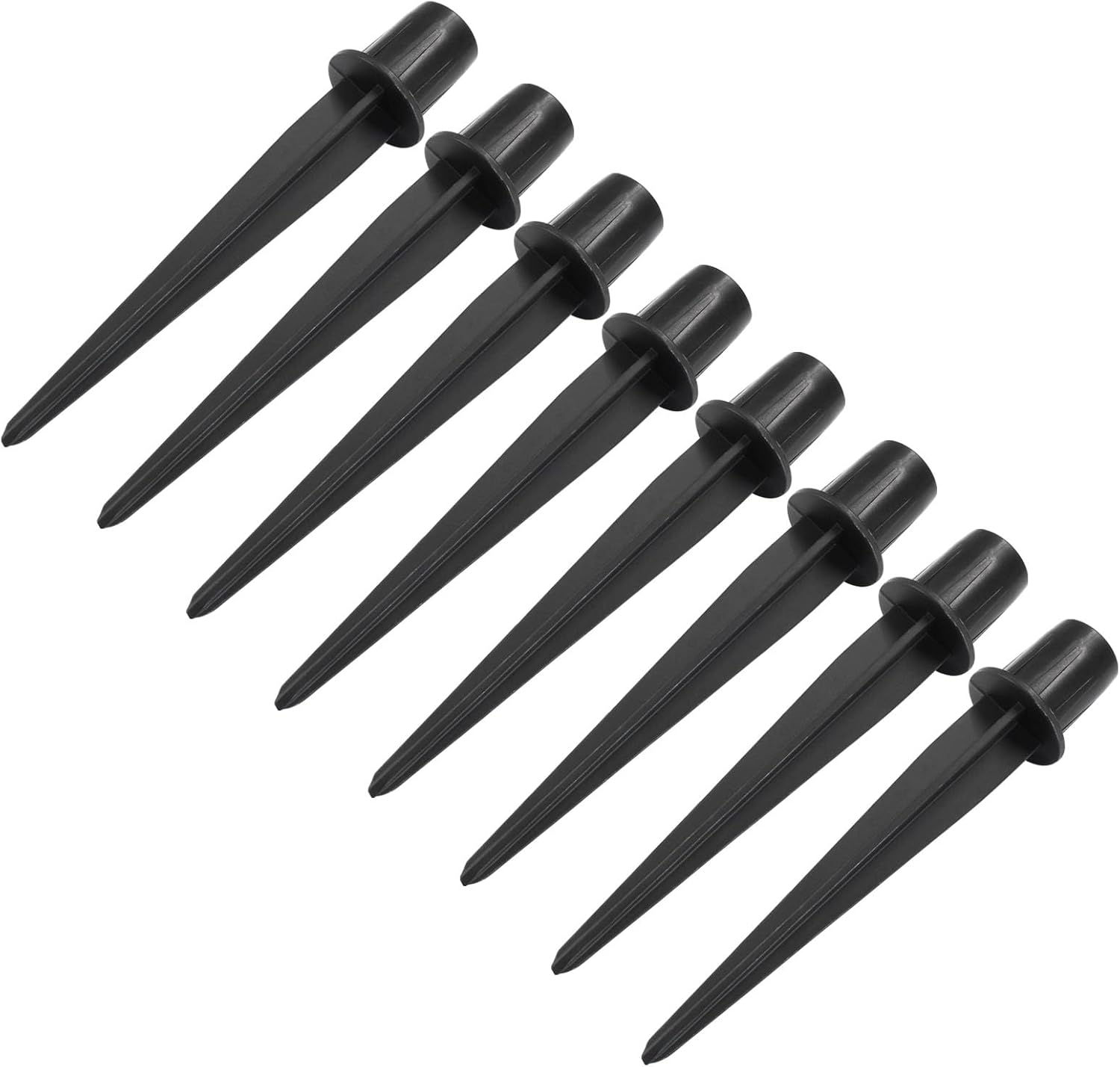 Biaungdo 8 Pcs Ground Spike, 8.25 Inch Black Reinforced Plastic Ground Spikes ABS Lights Replacement Stakes Yard Stakes for Solar Pathway Torch Garden Lights - Image 1