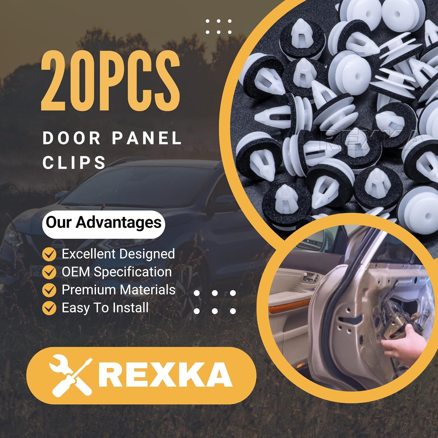 Rexka 20pcs Door Trim Panel Trunk Lid Headliner Retainer Clip Compatible with BMW E46 E90 F30 X5 X3 E60 51-41-8-224-768 51418224768 - Image 2