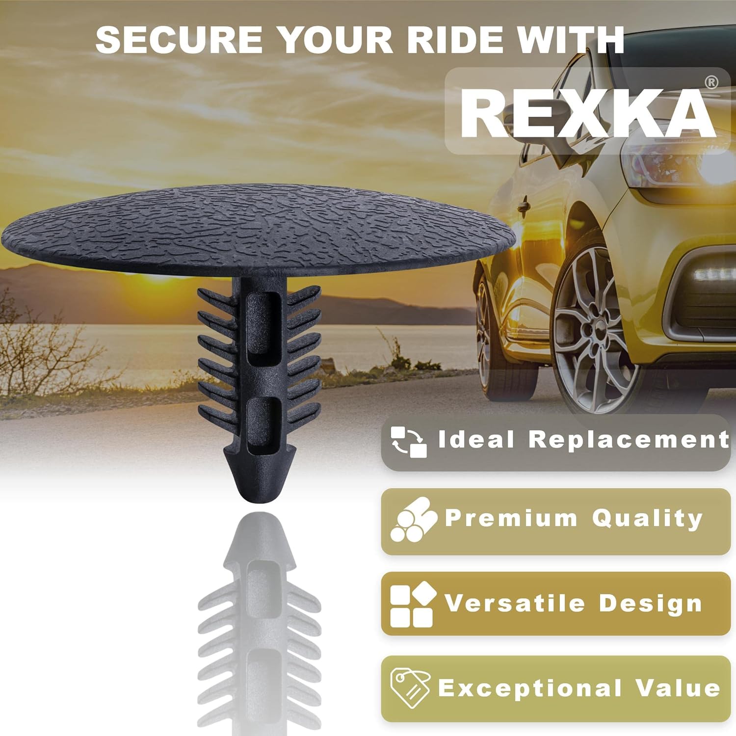 Rexka 10pcs Hood Insulation Fender Liner Retainer Clip for Ford Edge, Escape, Excursion, Expedition, Explorer, Flex, Mustang, Ranger, Taurus N808842S W705002-S300 Chrysler 6504098 - Image 4