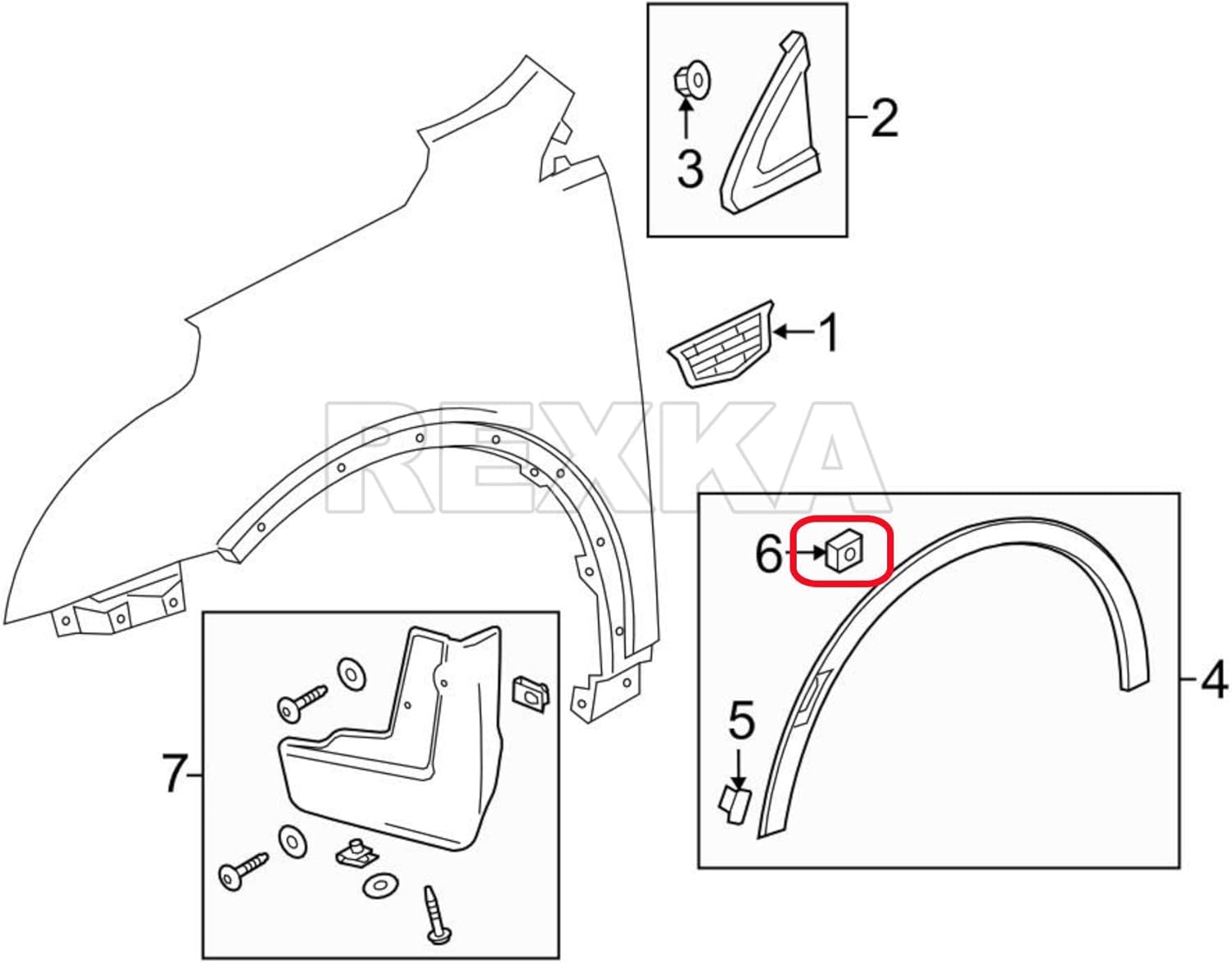 Rexka 10pcs Rocker Wheel Opening Spoiler Moulding Clip 15864780 Compatible with GM Chevy Cadillac GMC Buick Sierra Silverado Acadia Traverse Equinox Camaro Trailblazer XT5 Enclave Envision - Image 7