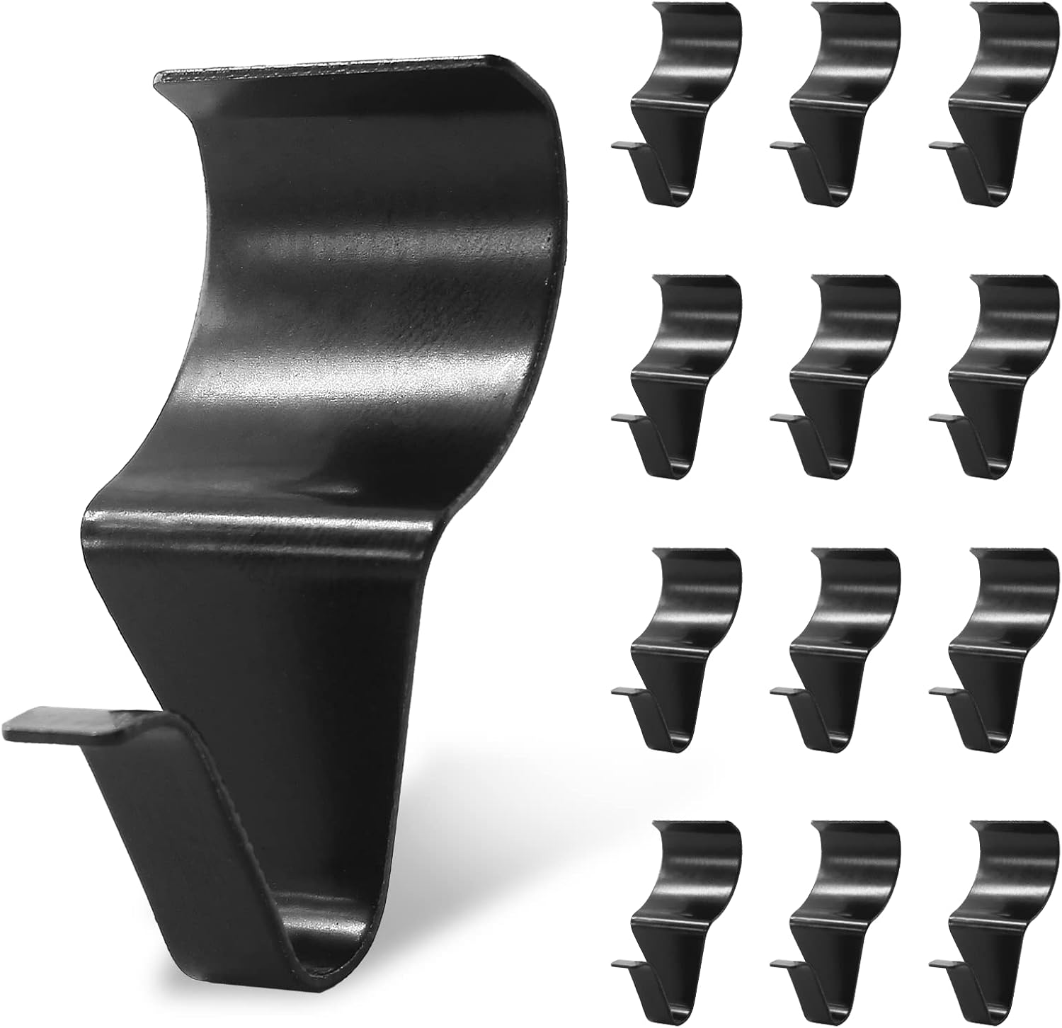 Biaungdo 12 Pcs Vinyl Siding Hooks, Heavy Duty Stainless Steel Black Vinyl Siding Hangers, No Hole Needed Low Profile Siding Clips for Hanging Wreath, Outdoor Decorations - Image 1