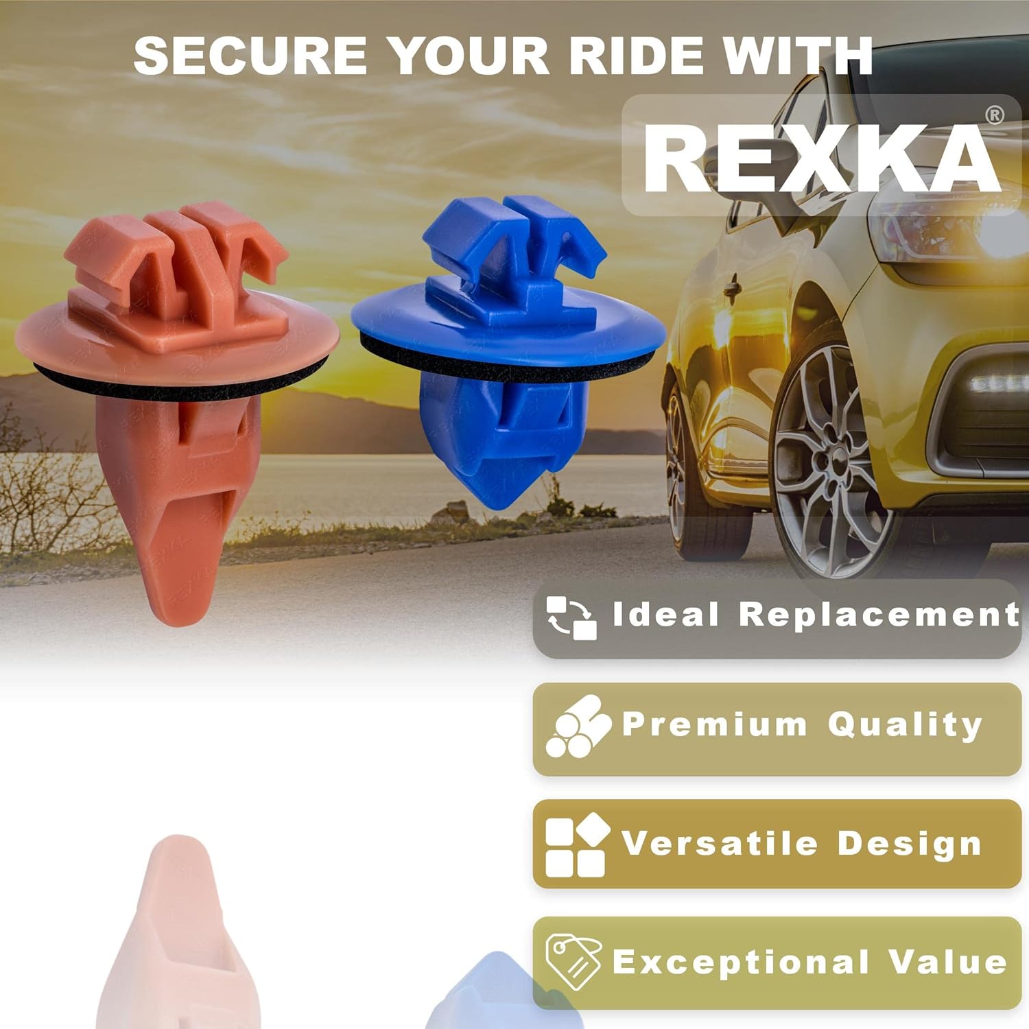 Rexka 10 Sets Fender Flare Clip Kit 75495-35010 75397-35010 Compatible with Toyota Tacoma RAV4 Highlander FJ Cruiser - Image 2