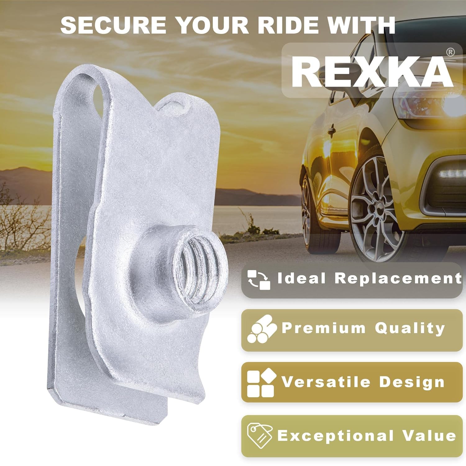 Rexka 10 pcs M6-1.0 Bumper Cover Retainer U Nut Compatible with Honda Acura 90675-SA5-003 Accord Civic CR-V CRX Odyssey Pilot Ridgeline CL Integra Legend MDX RL 90675SA5003 - Image 4