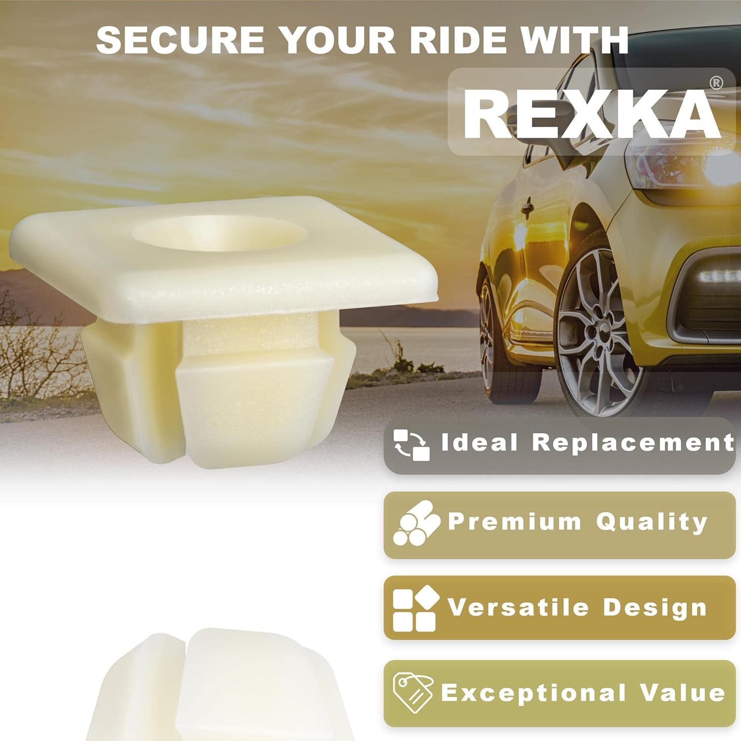 Rexka 10 pcs 1/4 (#14) License Plate Emblem Nameplate Bumper Nut Retainer Grommet Compatible with GM 3907444 Chevrolet Colorado Malibu Silverado GMC Canyon Sierra Buick Cadillac - Image 5
