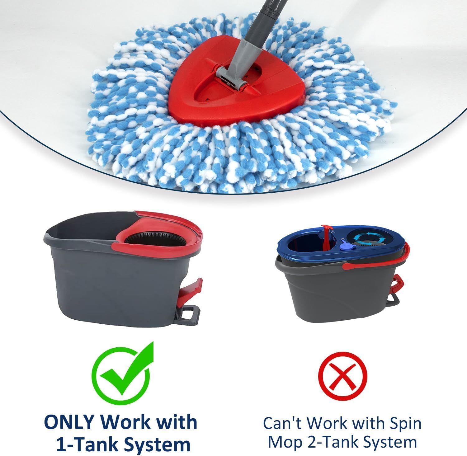 Spin Mop Replacement Head Base Compatible with Oceda EasyWring 1-Tank System Mop Rotating Triangle Mop Head Cover Replacement Rotating Mop Base Plastic Base or Spin Mop Accessories - Image 2