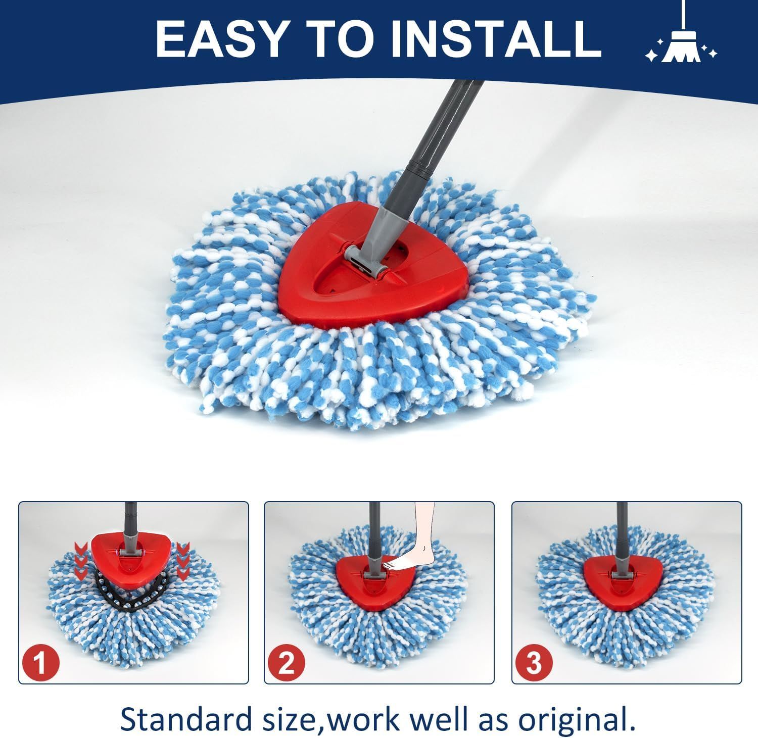 Spin Mop Replacement Head Base Compatible with Oceda EasyWring 1-Tank System Mop Rotating Triangle Mop Head Cover Replacement Rotating Mop Base Plastic Base or Spin Mop Accessories - Image 5