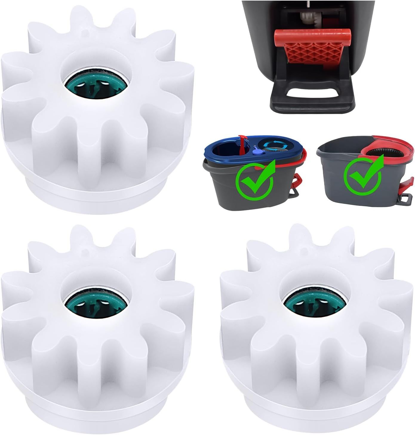 3 Pcs Easy Mop Pedal Broom Spin Replacement One Way Clutch Bearing Bucket Gear Sprockets Repair Compatiable with Oceda/Vilida and Market 90% Spin Mop System, Mop Gears (3 Pcs Bearing Bucket Gears) - Image 1