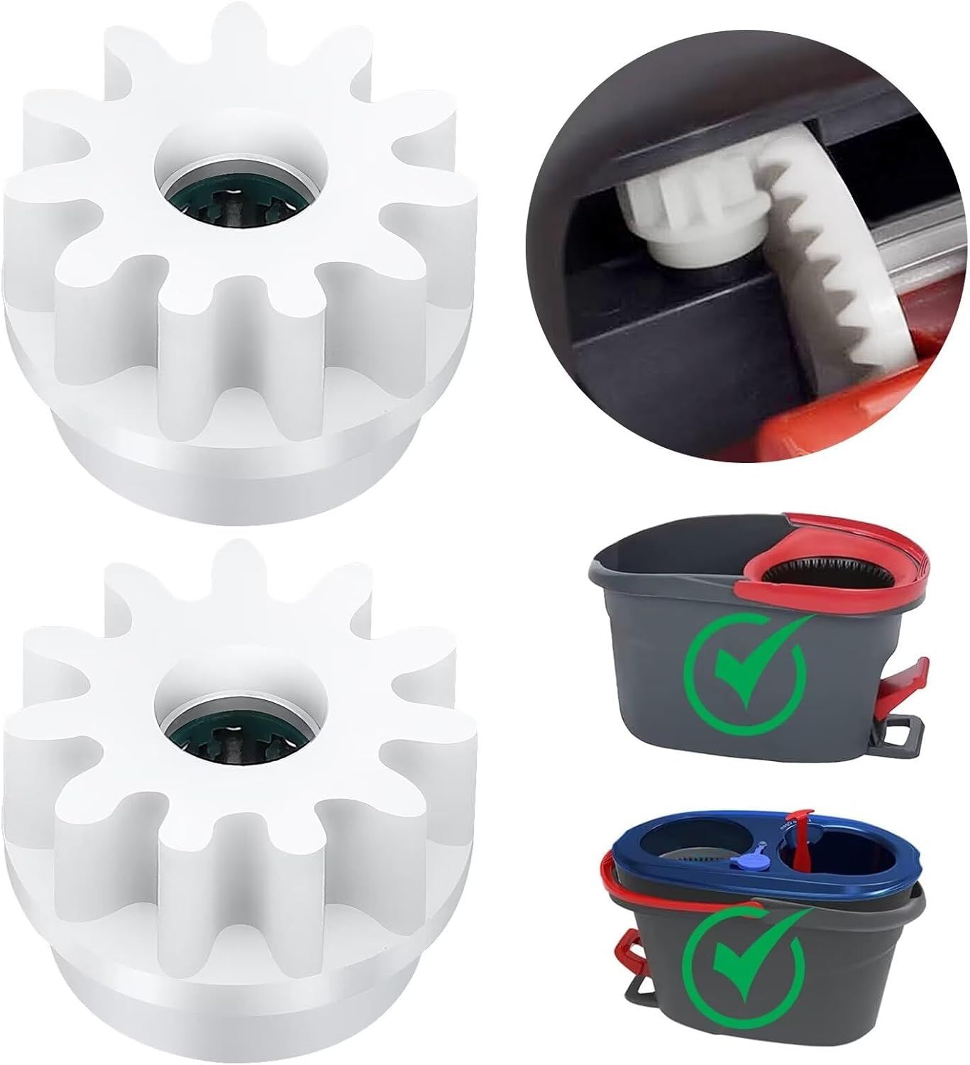 Pedal Bearing Replacement Compatible with O Cedar Mop Bucket, One Way Clutch Gear Sprockets Repair Spin Mop and Bucket, Mop Gears, 2 Packs - Image 1