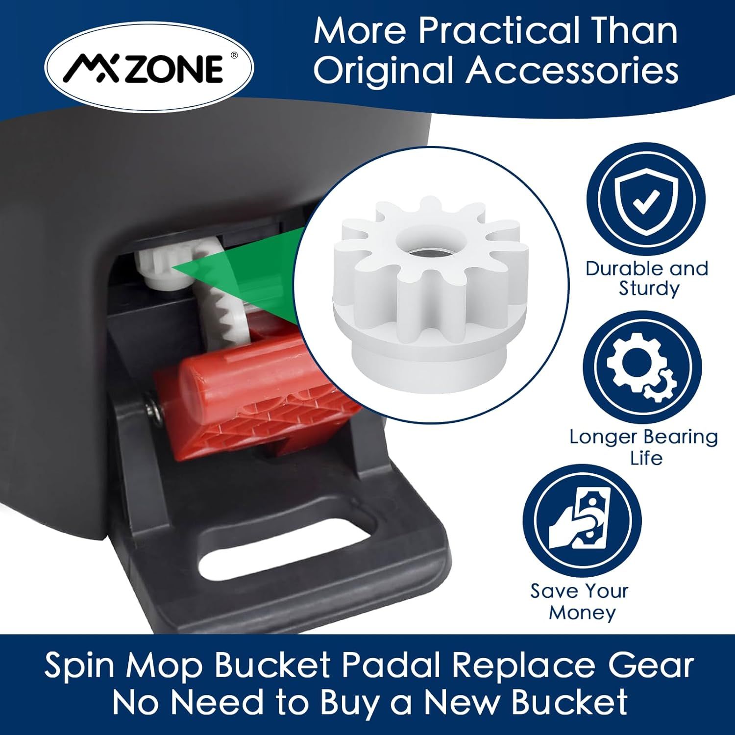 Pedal Bearing Replacement Compatible with O Cedar Mop Bucket, One Way Clutch Gear Sprockets Repair Spin Mop and Bucket, Mop Gears, 2 Packs - Image 3