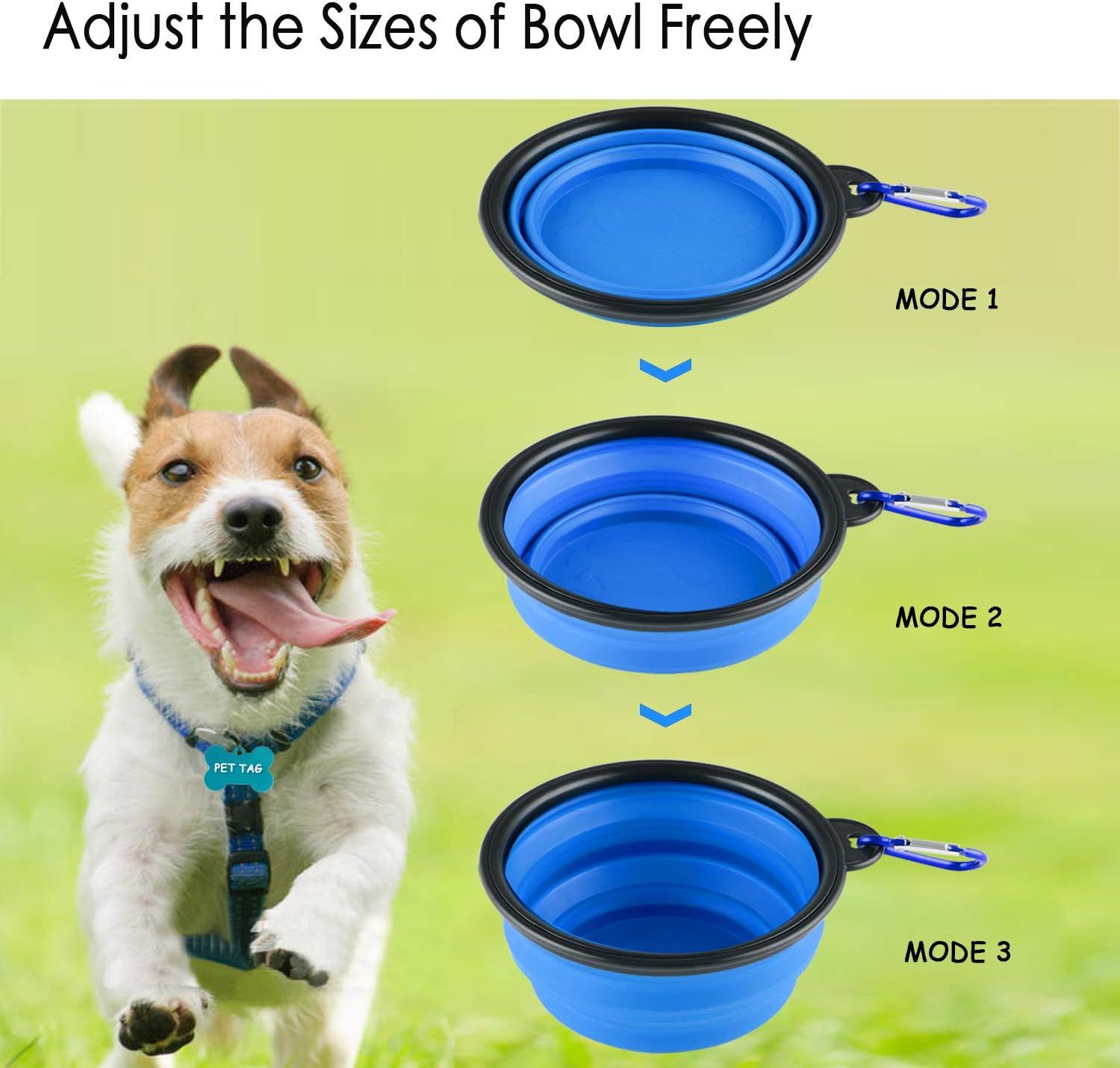 3 Collapsible Silicone Dog Bowl, oldable Expandable Cup Dish or Small Pet Cat ood Water eeding Portable Travel Bowl, Pet ID-Tag - Image 3