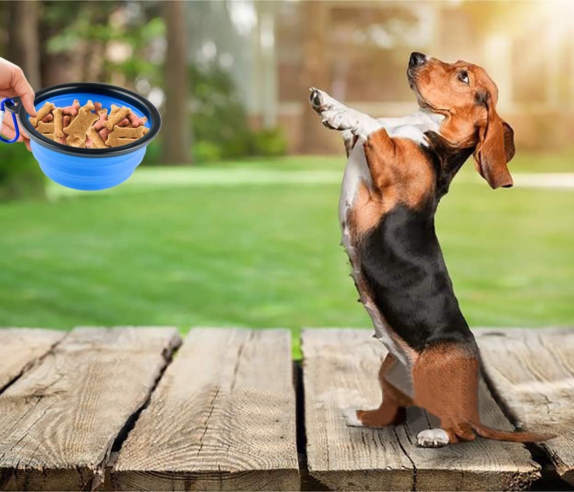 3 Collapsible Silicone Dog Bowl, oldable Expandable Cup Dish or Small Pet Cat ood Water eeding Portable Travel Bowl, Pet ID-Tag - Image 6