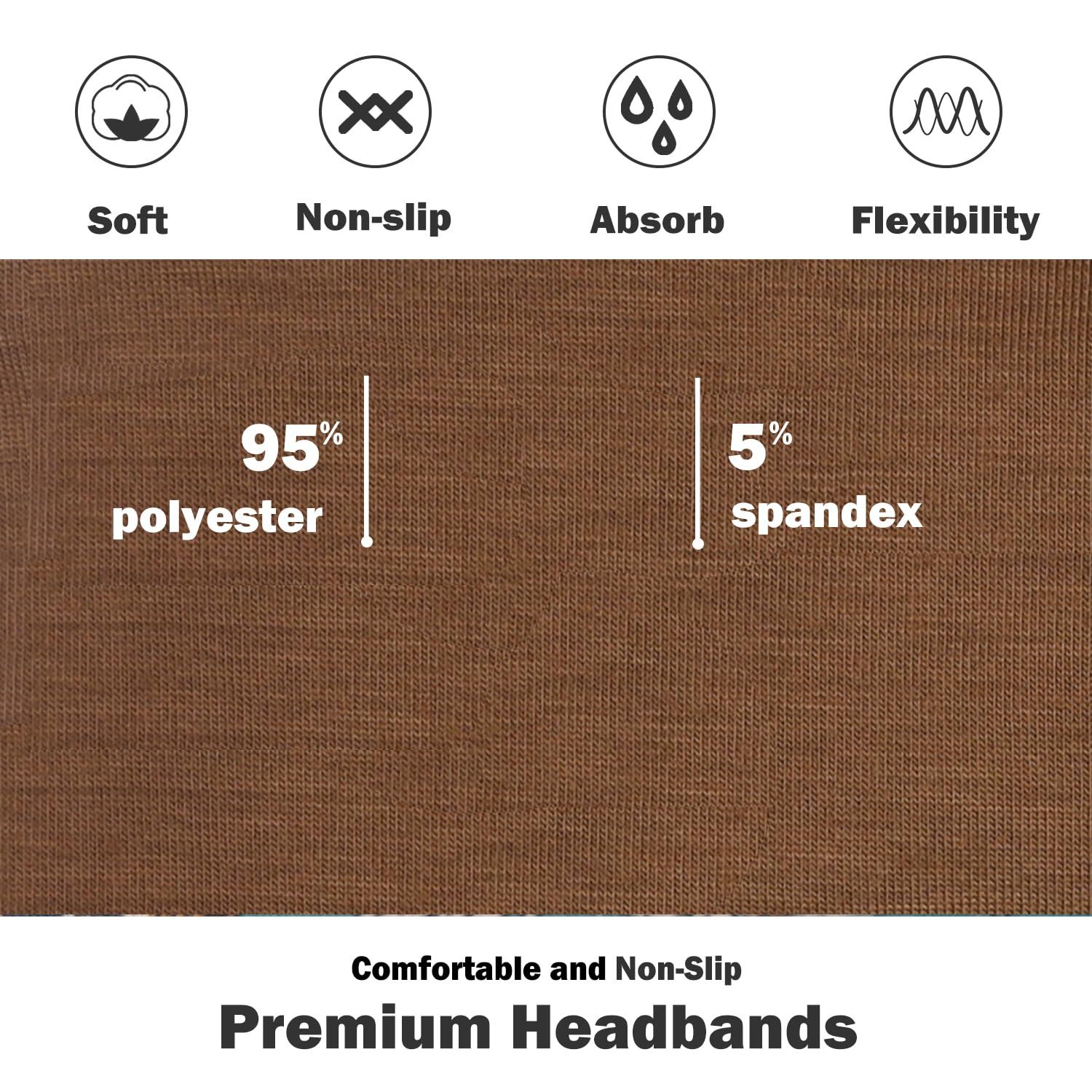 Headbands or Women, Non-Slip, Premium Stretchy Head Bands Hair Accessories,Wear or Yoga, ashion, Working Out, Travel or Running, 6 Pack, Neutral - Image 3