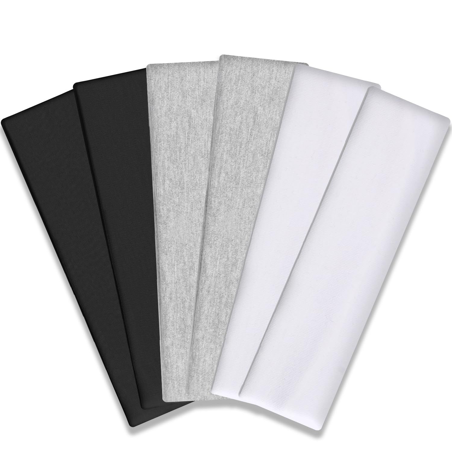 Workout Headbands or Women Non Slip, Premium Stretchy Sot abric Head Bands or Women's Hair, Wear or Yoga, Running, Sport, 6 Pack, Black White Grey - Image 1