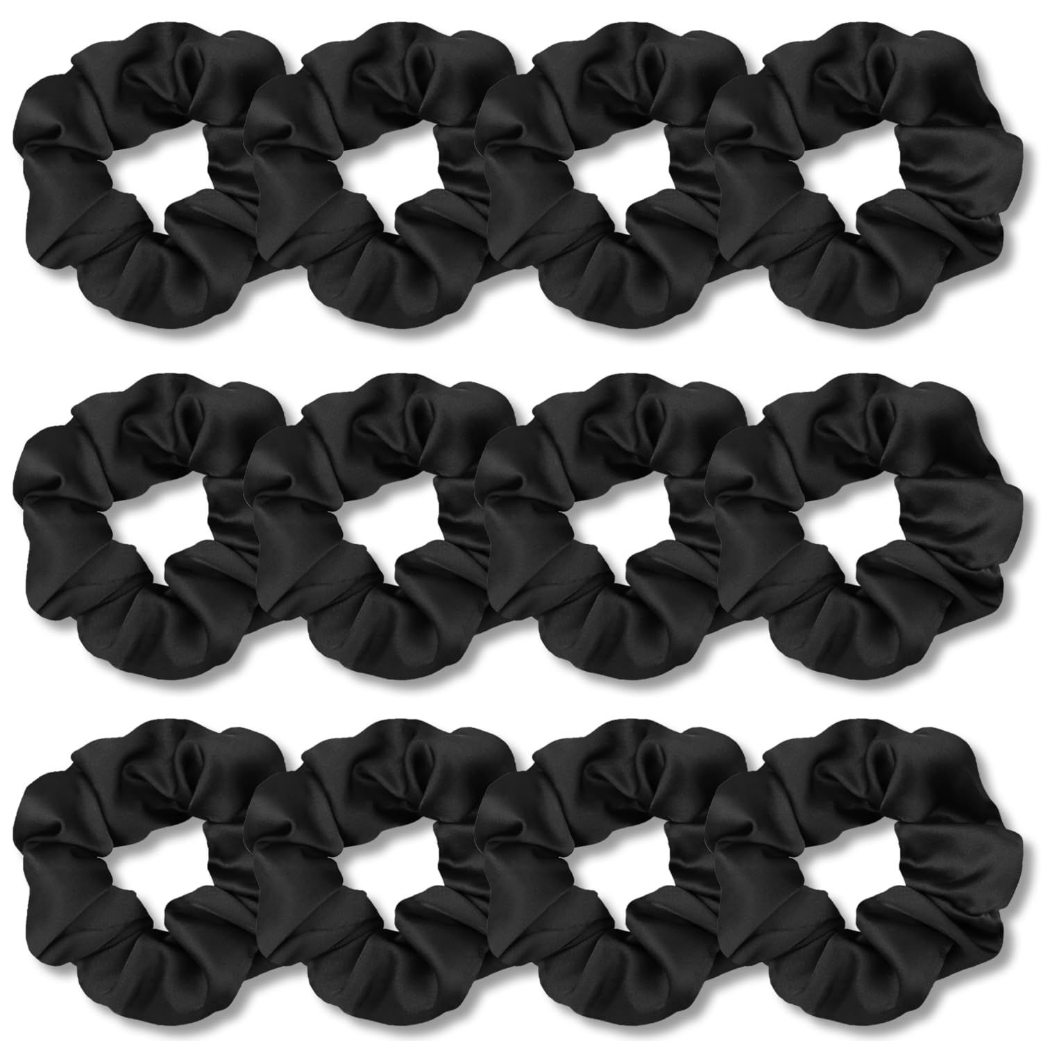 Scrunchies or Hair Sleep, Premium Satin Sot Than Silk or Women Curly Hair, Cute Bands Ties or Girls Thin | Thick Hair Styling, 12 Pack, Black - Image 1