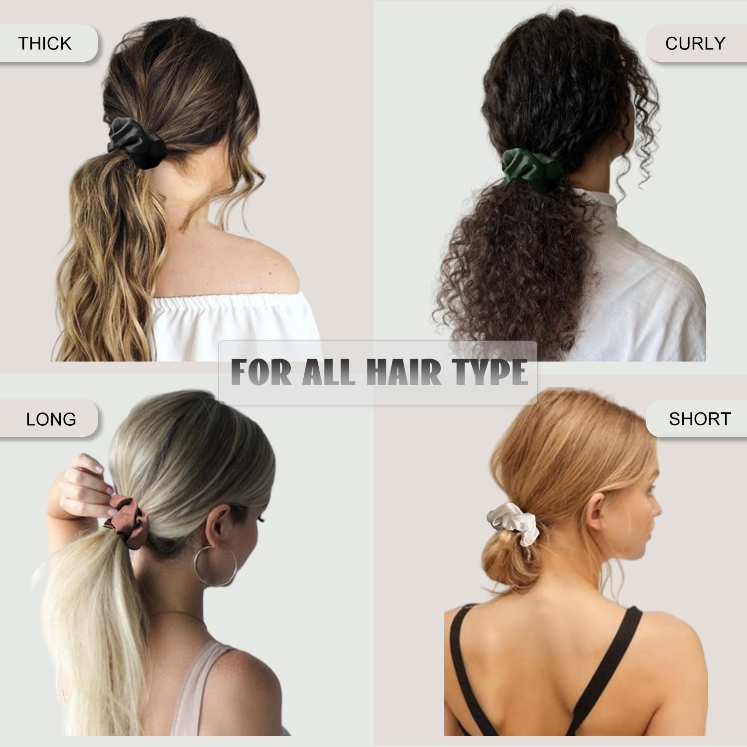 Scrunchies or Hair Sleep, Premium Satin Sot Than Silk or Women Curly Hair, Cute Bands Ties or Girls Thin | Thick Hair Styling, 12 Pack, Black - Image 3