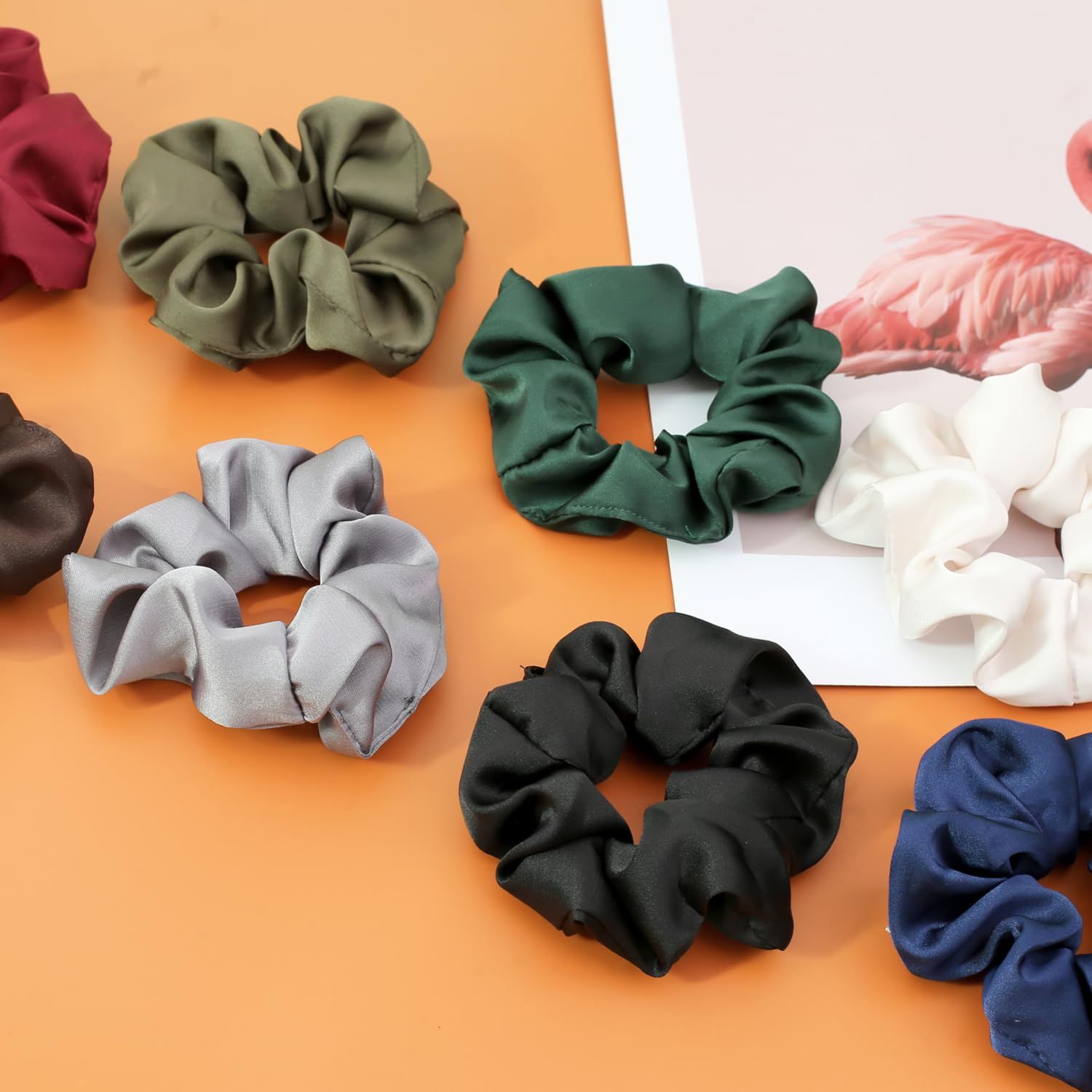 Scrunchies or Hair Sleep, Premium Satin Sot Than Silk or Women Curly Hair, Cute Bands Ties or Girls Thin | Thick Hair Styling, 12 Pack, Black - Image 5