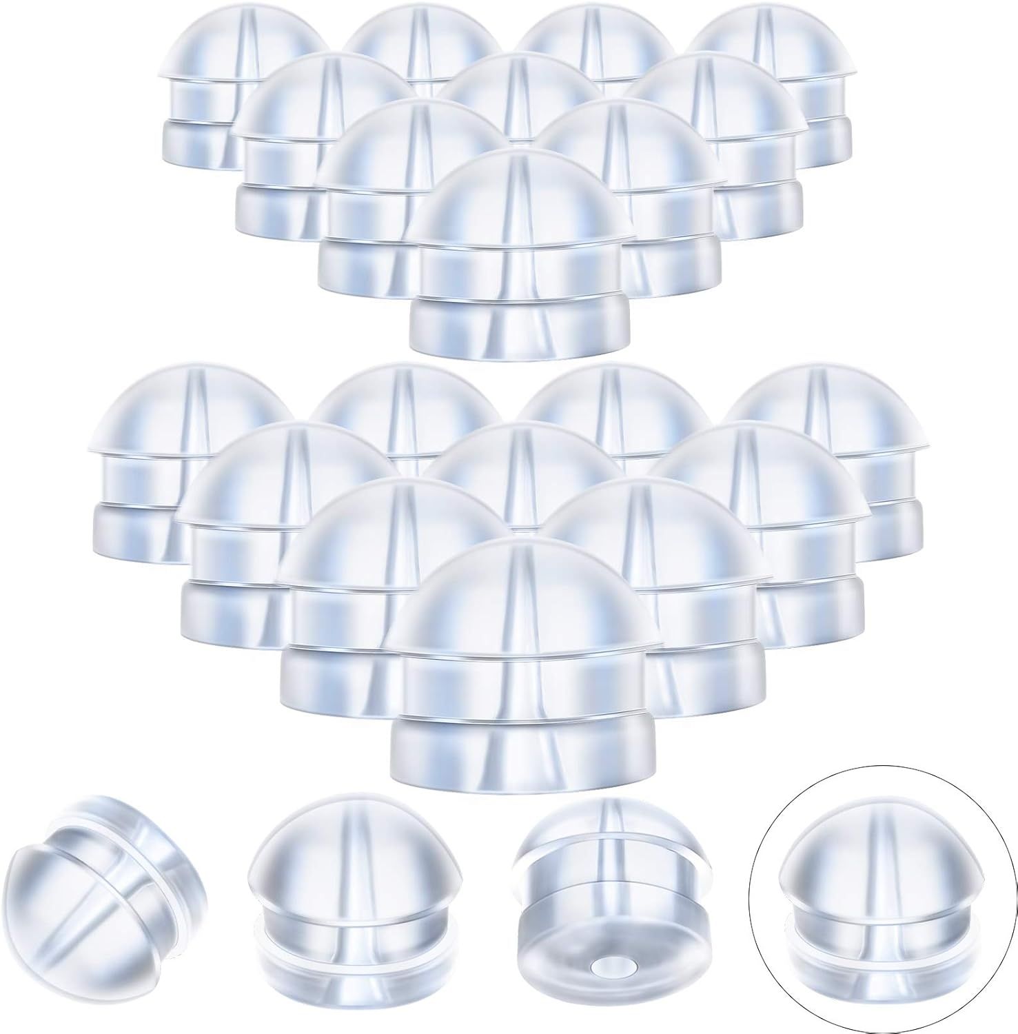 100 Pieces Clear Earring Backs Hamburger Shaped Saety Backs Secure Locking Silicone Earring Backs Stopper or Jewelry Accessories Supplies, 2 Sizes - Image 1