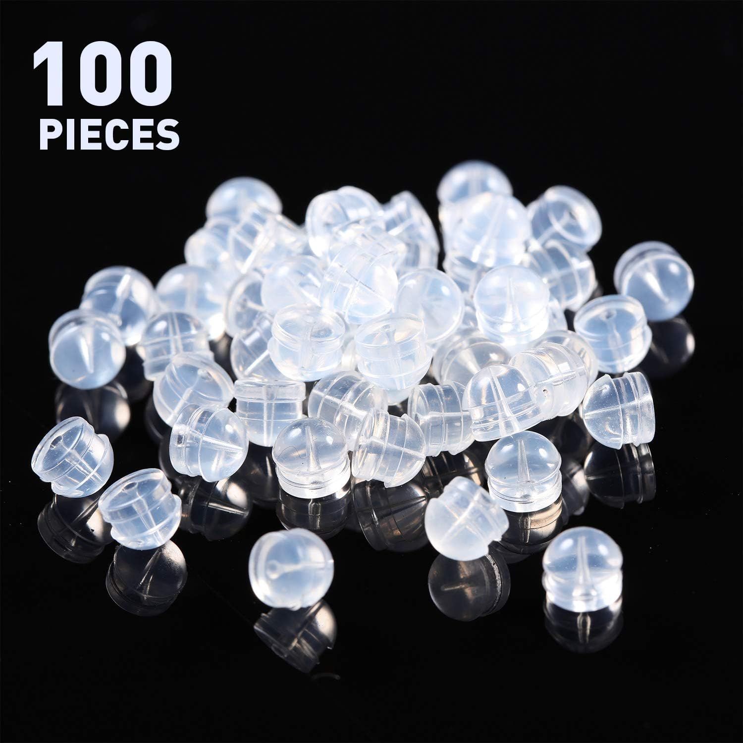 100 Pieces Clear Earring Backs Hamburger Shaped Saety Backs Secure Locking Silicone Earring Backs Stopper or Jewelry Accessories Supplies, 2 Sizes - Image 3