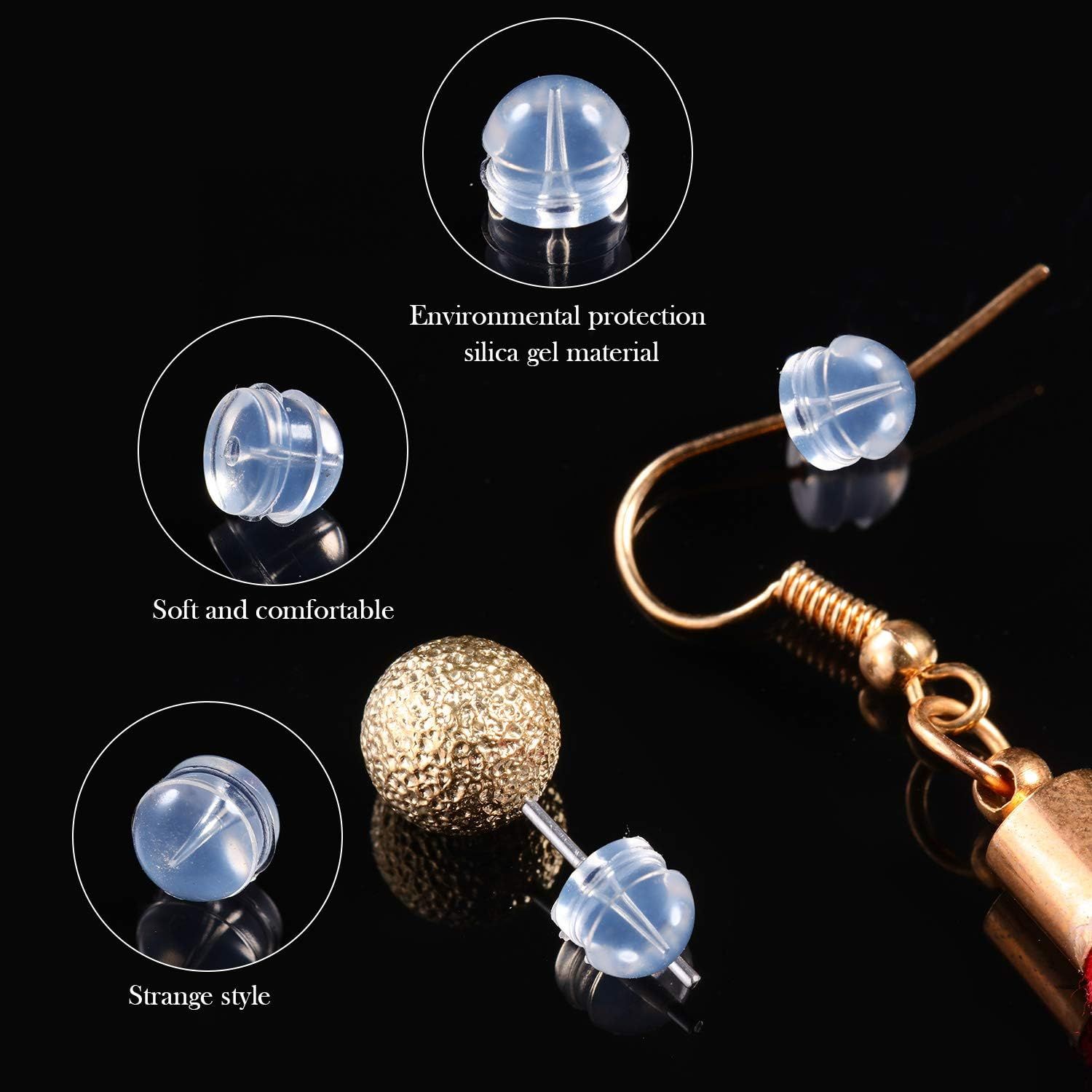 100 Pieces Clear Earring Backs Hamburger Shaped Saety Backs Secure Locking Silicone Earring Backs Stopper or Jewelry Accessories Supplies, 2 Sizes - Image 4