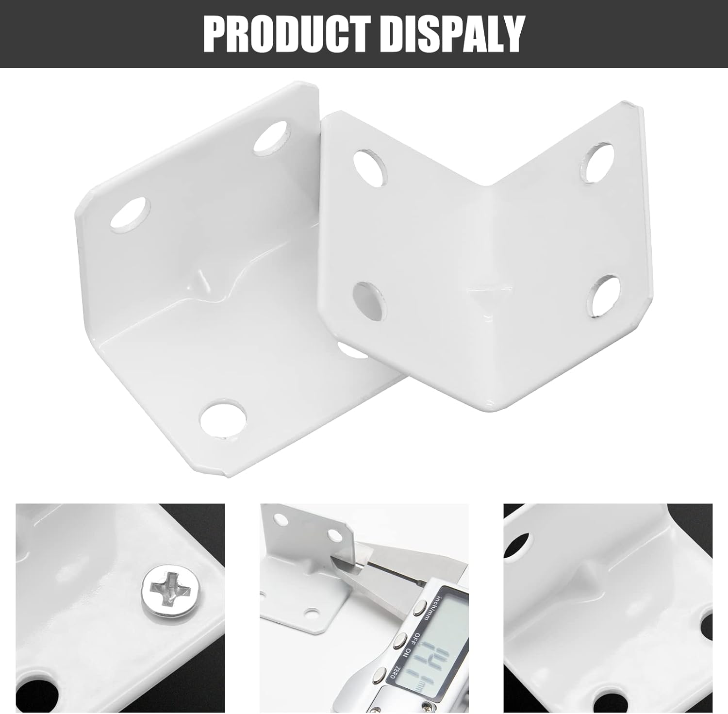 Biaungdo 12 Pcs White Metal Corner Brace, 26 x 26 x 32mm L Shape Shelf Bracket, 90 Degree Right Angle L Brackets Support with Screws for Wood, Shelves, Cabinet, Furniture, 4 Holes - Image 2