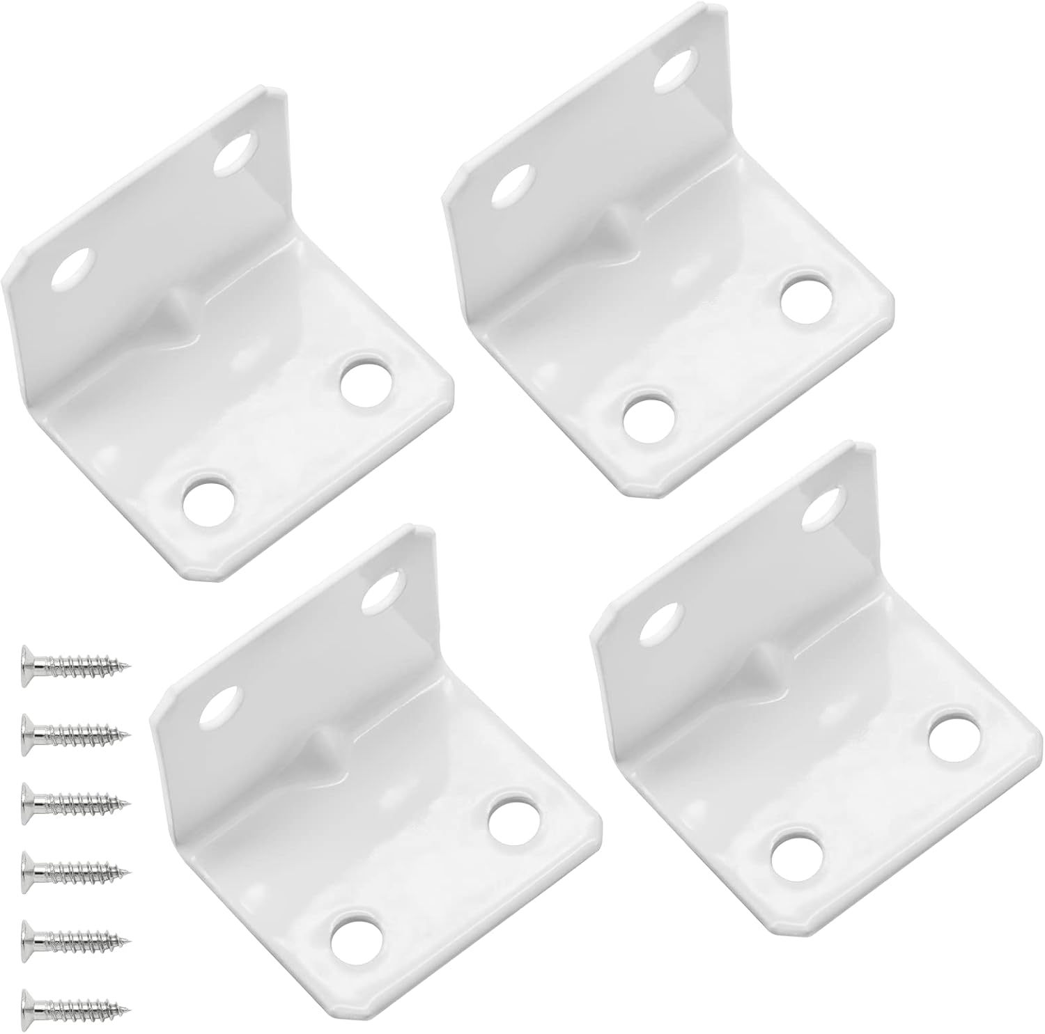 Biaungdo 12 Pcs White Metal Corner Brace, 26 x 26 x 32mm L Shape Shelf Bracket, 90 Degree Right Angle L Brackets Support with Screws for Wood, Shelves, Cabinet, Furniture, 4 Holes - Image 7