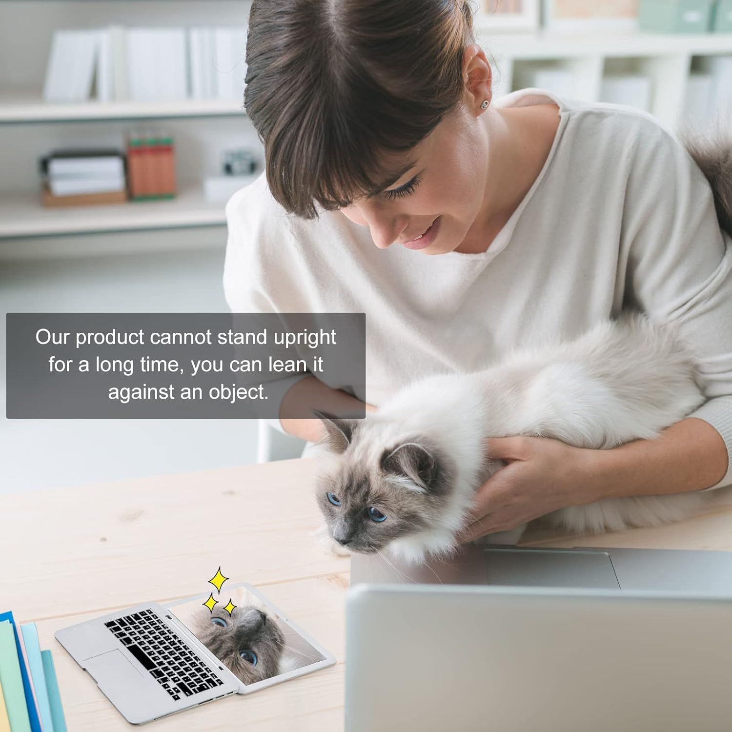 Mini Cat Laptop Toy Pocket Mirror Cat Laptop 3.7 x 2.5 Inch Tiny ake Computer Compact Mirror or Dollhouse Pet Travel Makeup Decoration(Silver) - Image 4