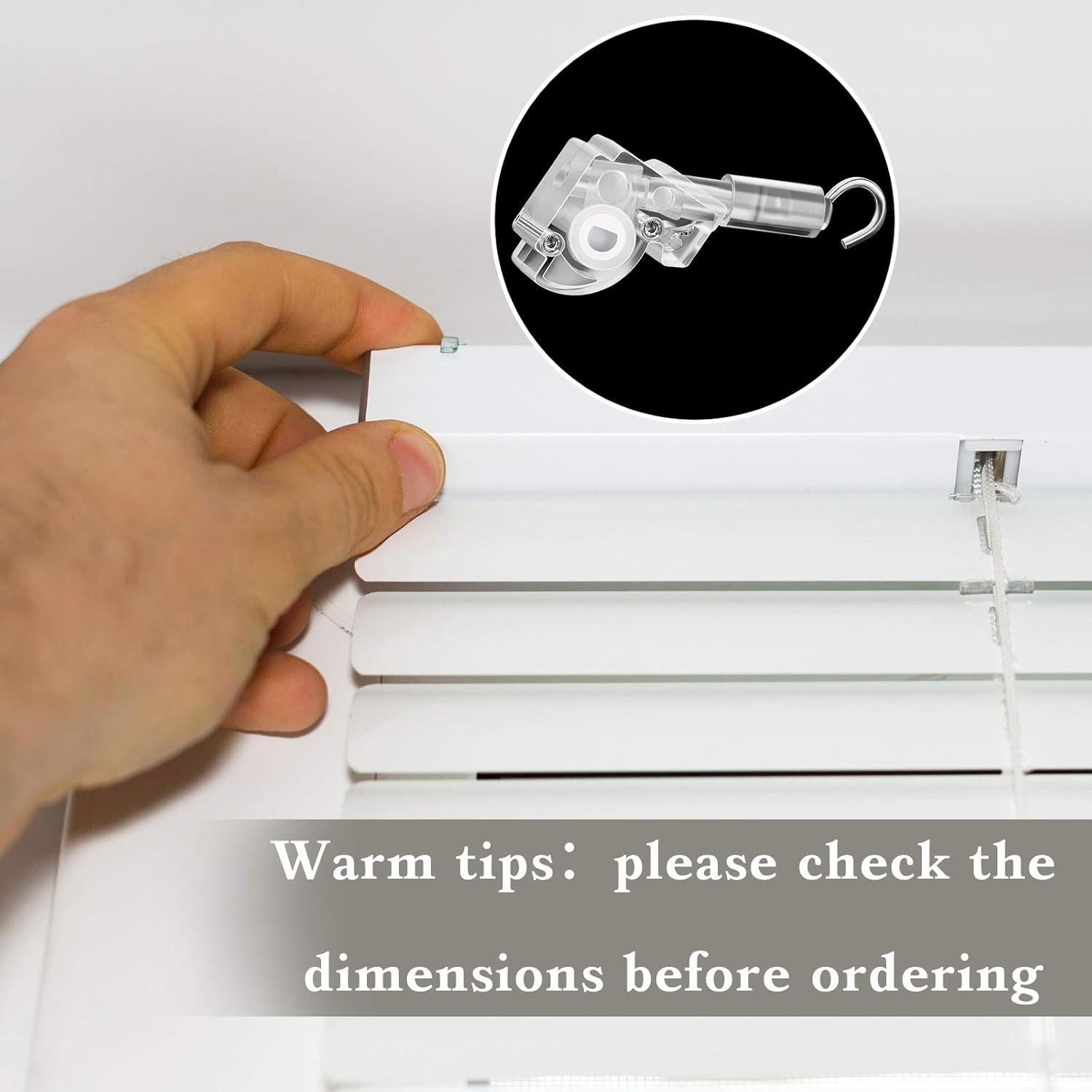 4 Pieces Blind Wand Tilter Control Wand or 1 Inch Mini Blind Head Rail Mechanism Replacement with D Shaped Gear Tilter Mechanism Hook Connection - Image 5