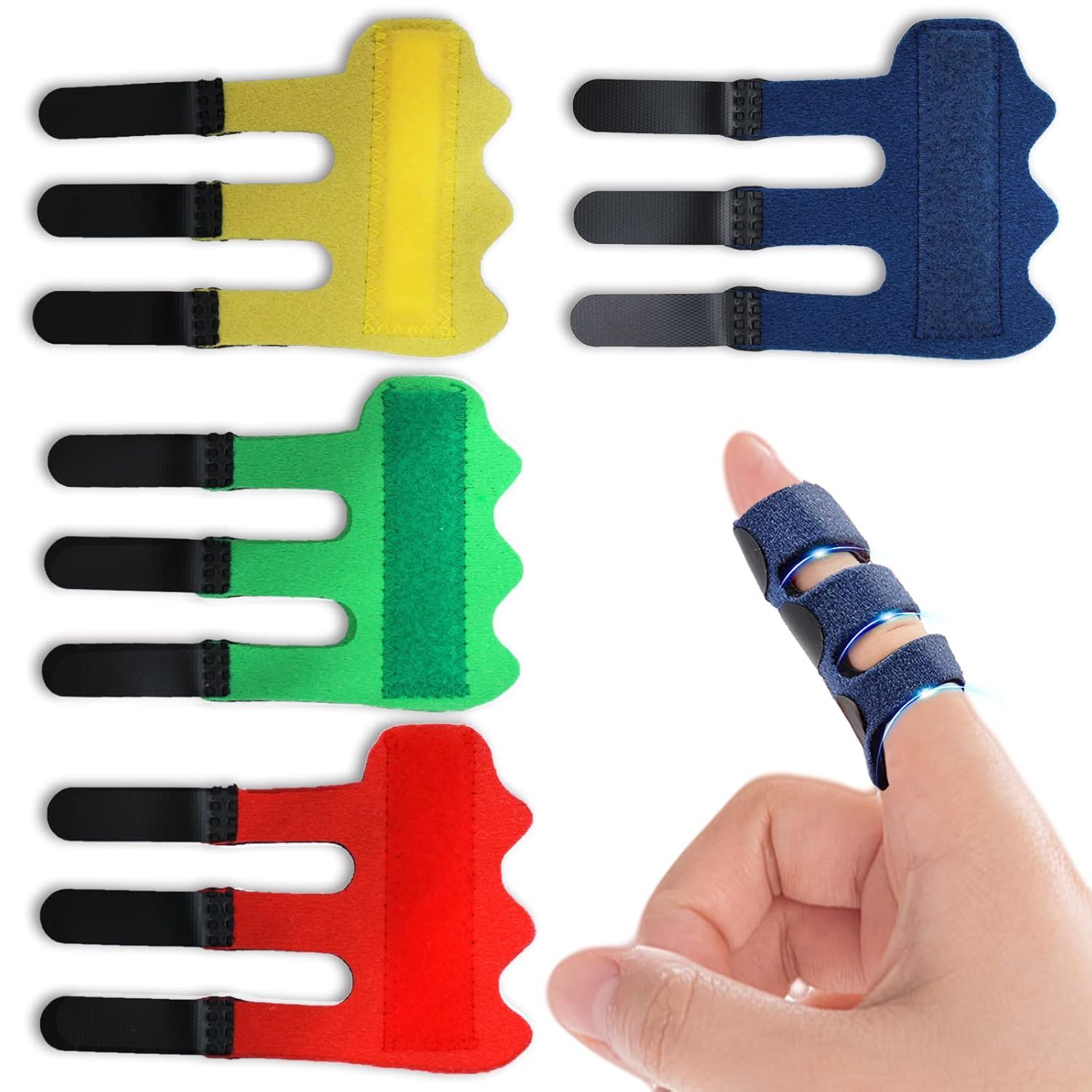 4 Pcs Upgraded Trigger inger Splint: Trigger inger Brace Support with 3 Adjustable ixing Belt, inger Straightener or Middle/Ring/Index/Pinky/Thumb, its or Broken/Straightening/Arthritis - Image 1