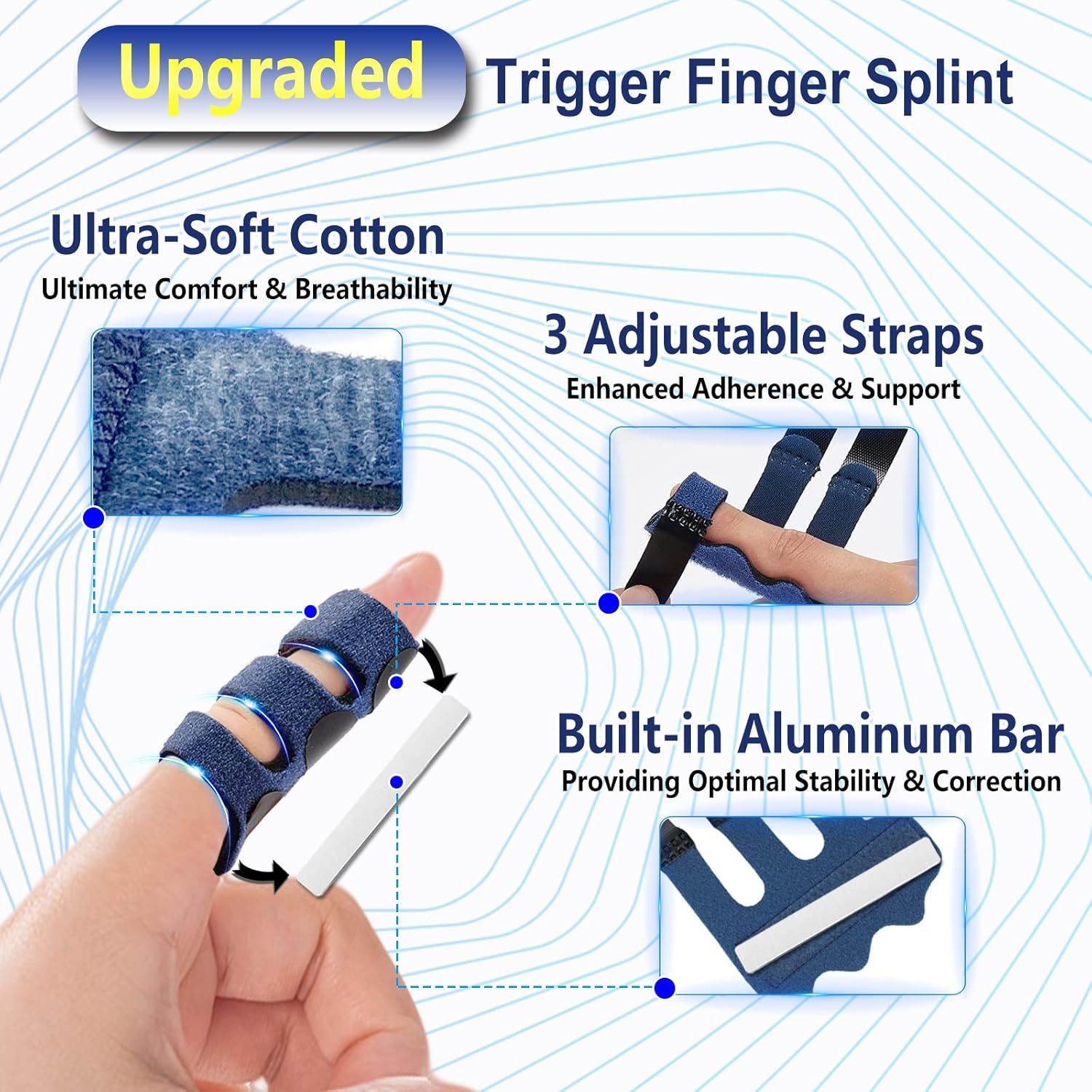 4 Pcs Upgraded Trigger inger Splint: Trigger inger Brace Support with 3 Adjustable ixing Belt, inger Straightener or Middle/Ring/Index/Pinky/Thumb, its or Broken/Straightening/Arthritis - Image 2