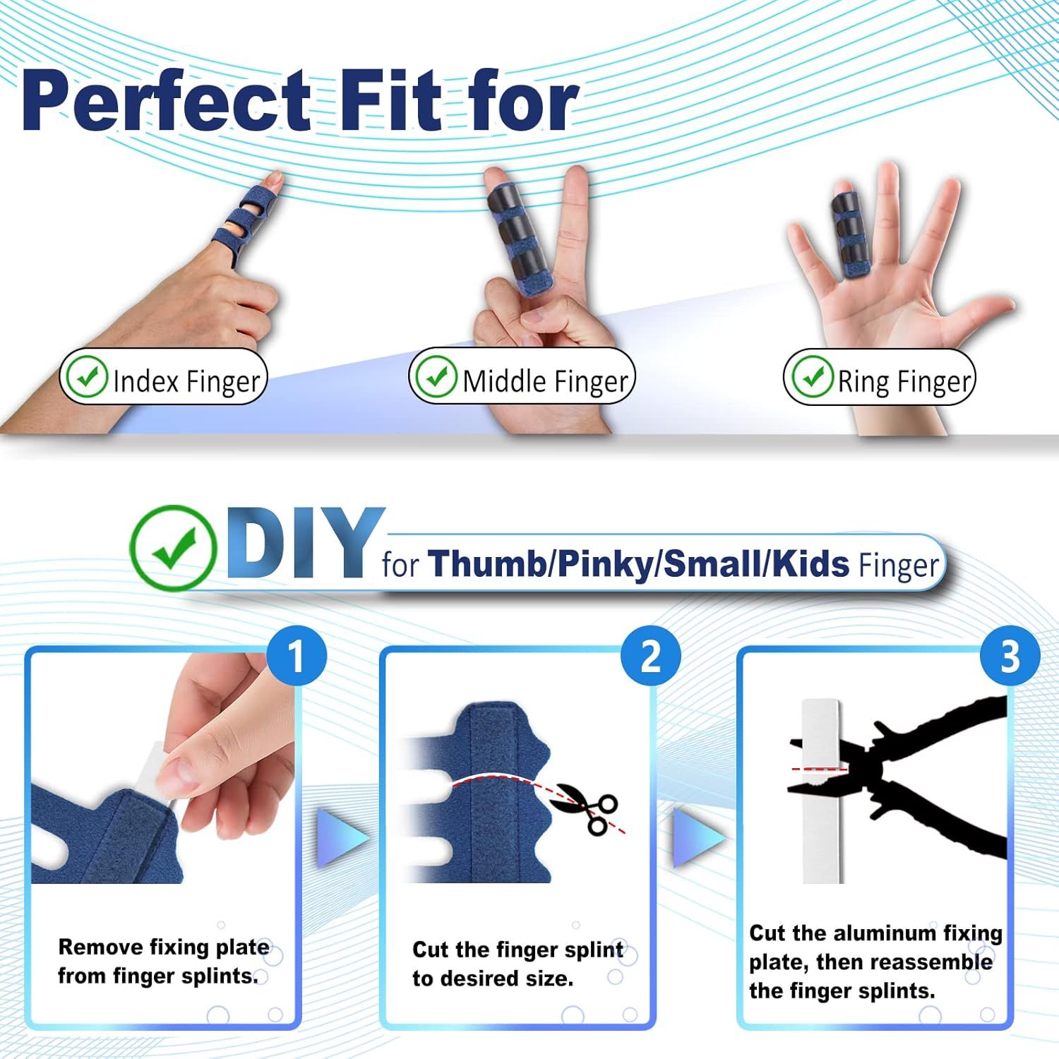 4 Pcs Upgraded Trigger inger Splint: Trigger inger Brace Support with 3 Adjustable ixing Belt, inger Straightener or Middle/Ring/Index/Pinky/Thumb, its or Broken/Straightening/Arthritis - Image 3