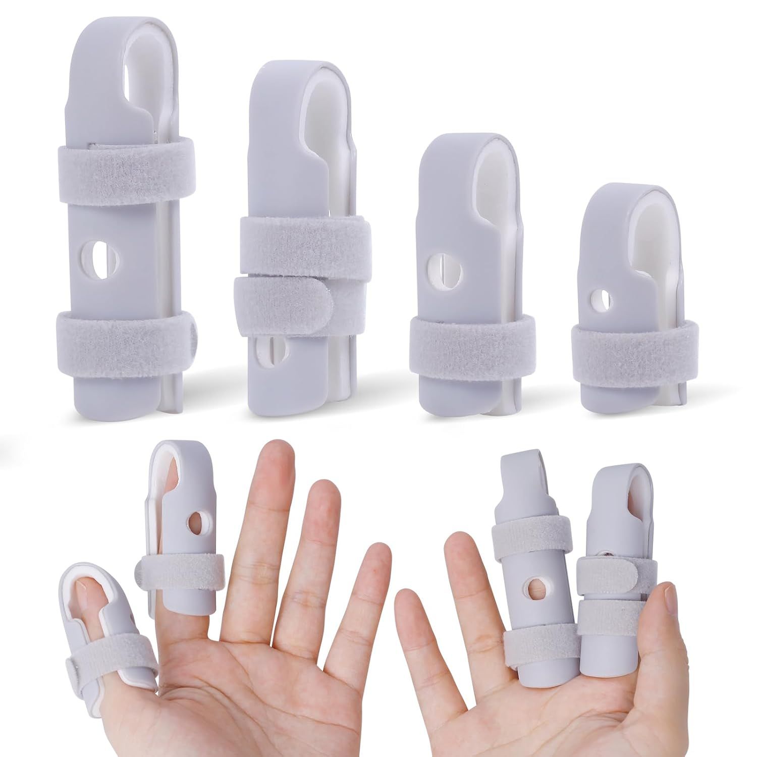 Lightweight inger Splint, 4 Graduated inger Braces Support or Thumb/Middle/Ring/Index/Pinky, Stabilizer Support or Broken, Trigger, Mallet, Arthritis & Knuckle Immobilization - Image 1