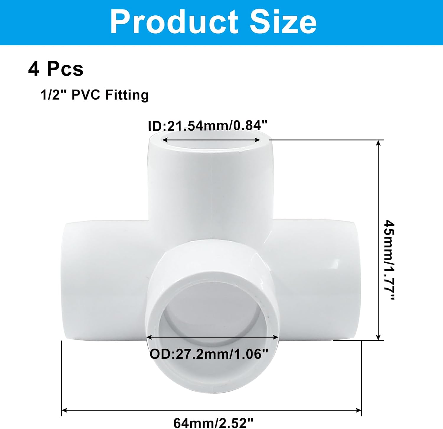 Biaungdo 4 Pcs 1/2