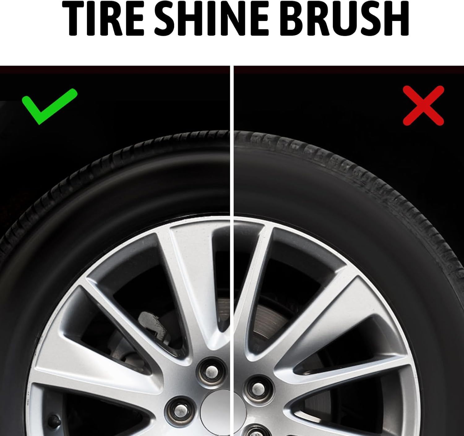 Car Tire Shine Applicator,Vegan Tire Shine Brush with Stand or Auto Detailing Cleaning Service (Black) - Image 6