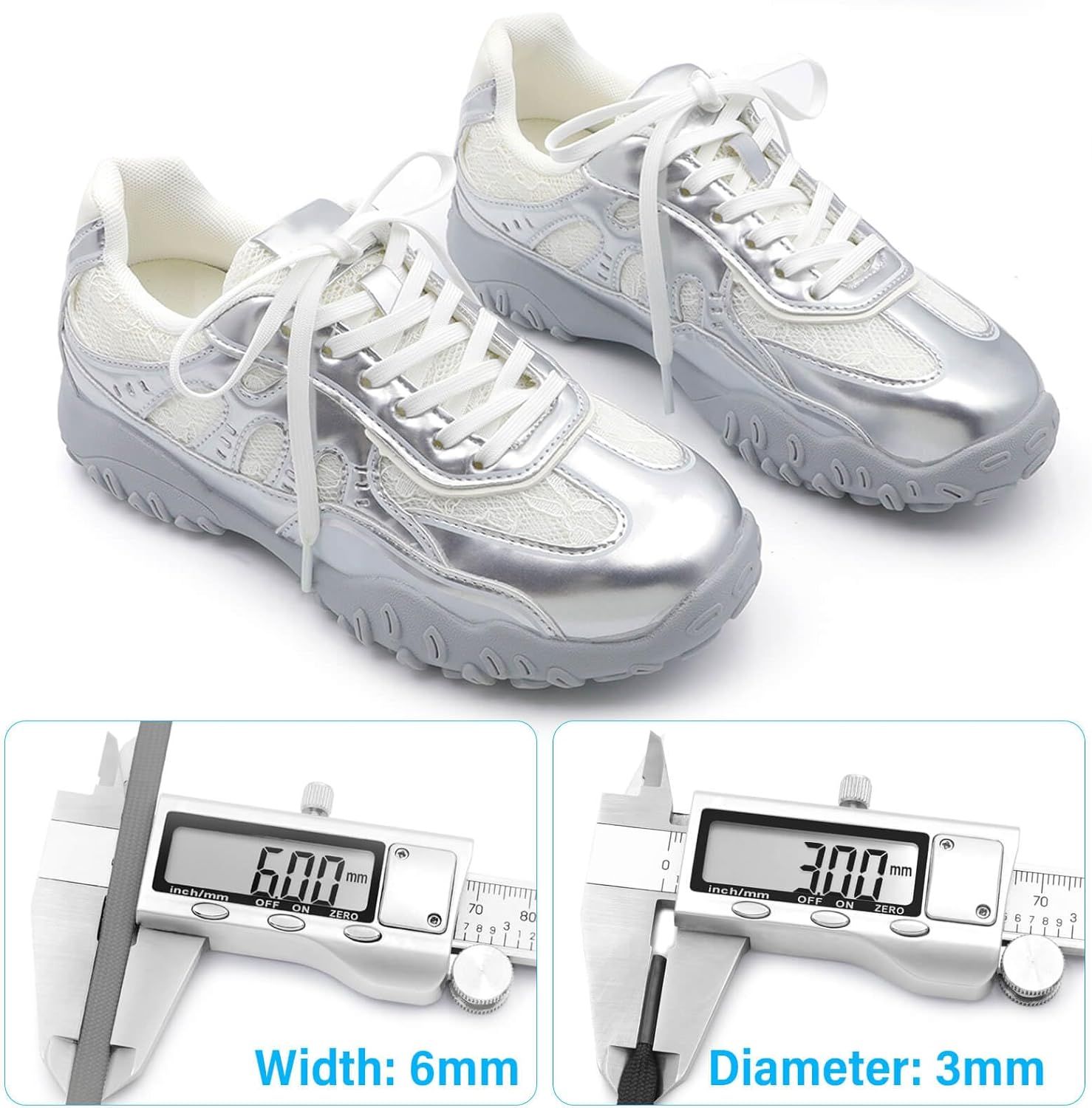 Thin lat Shoe Laces: Athletic Hollow Solid Color Shoelaces or Sneakers 1 Pair - Image 2
